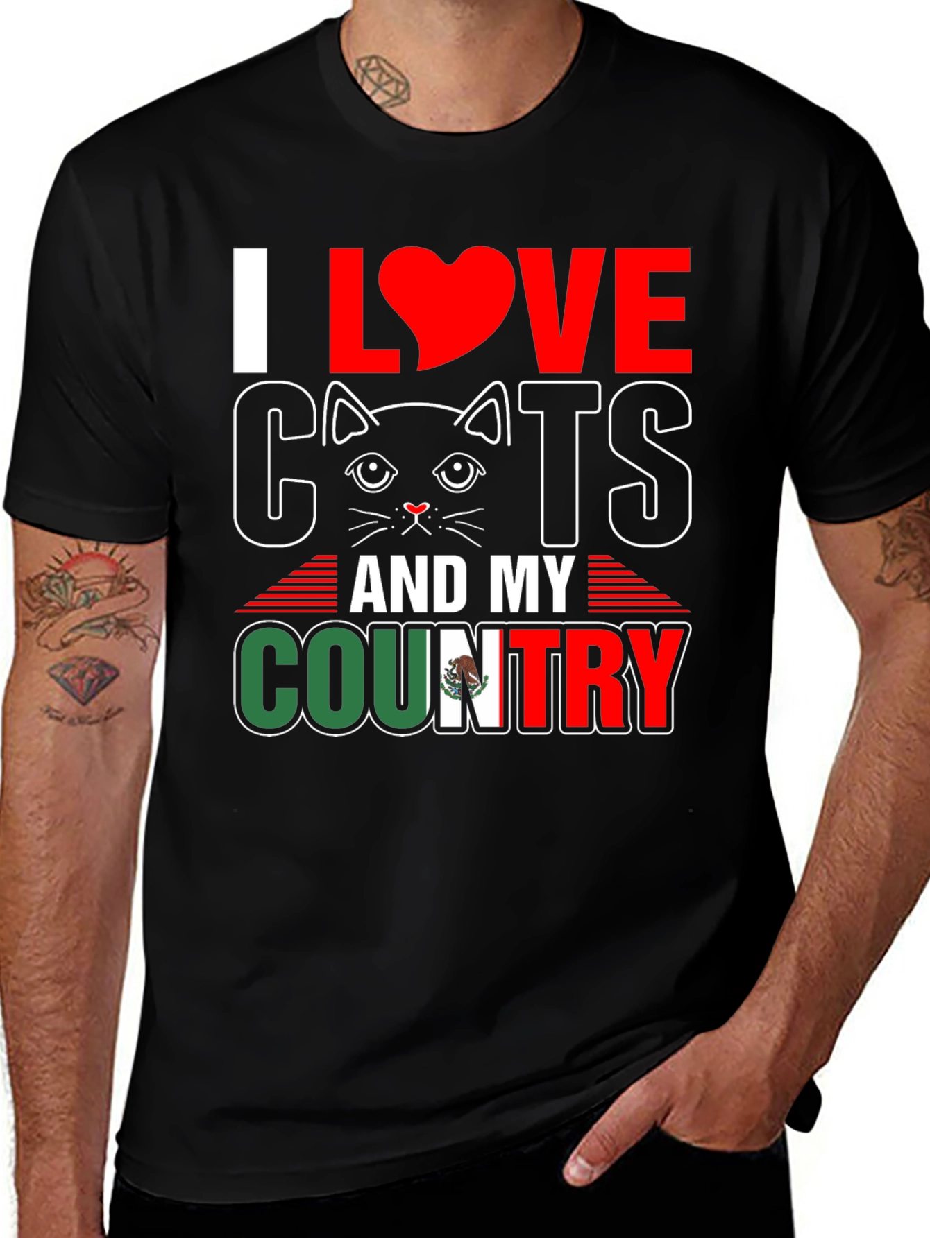 Variant 14 of I Love Cats and My Country Graphic T-Shirt