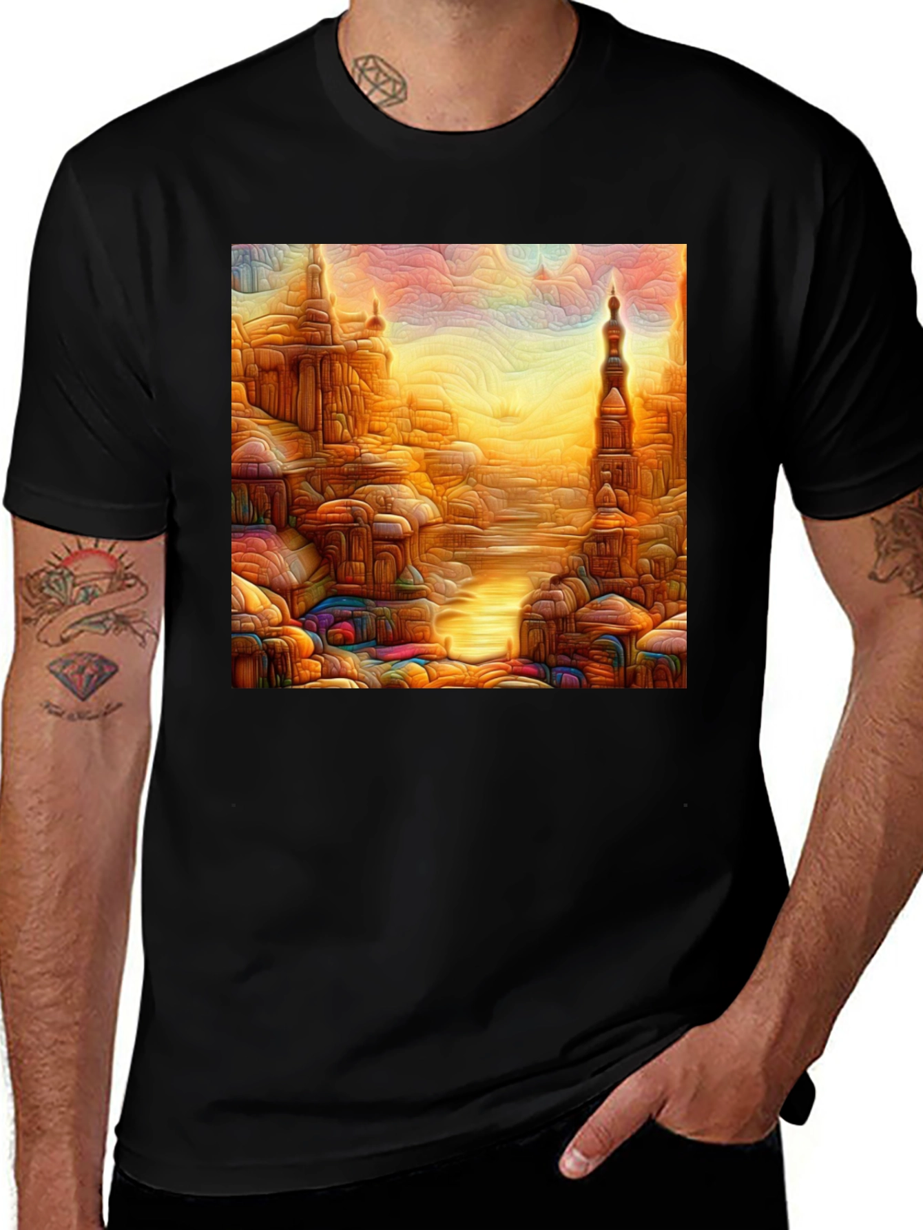 Variant 23 of Vivid Cityscape T-Shirt - Artistic Graphic Tee