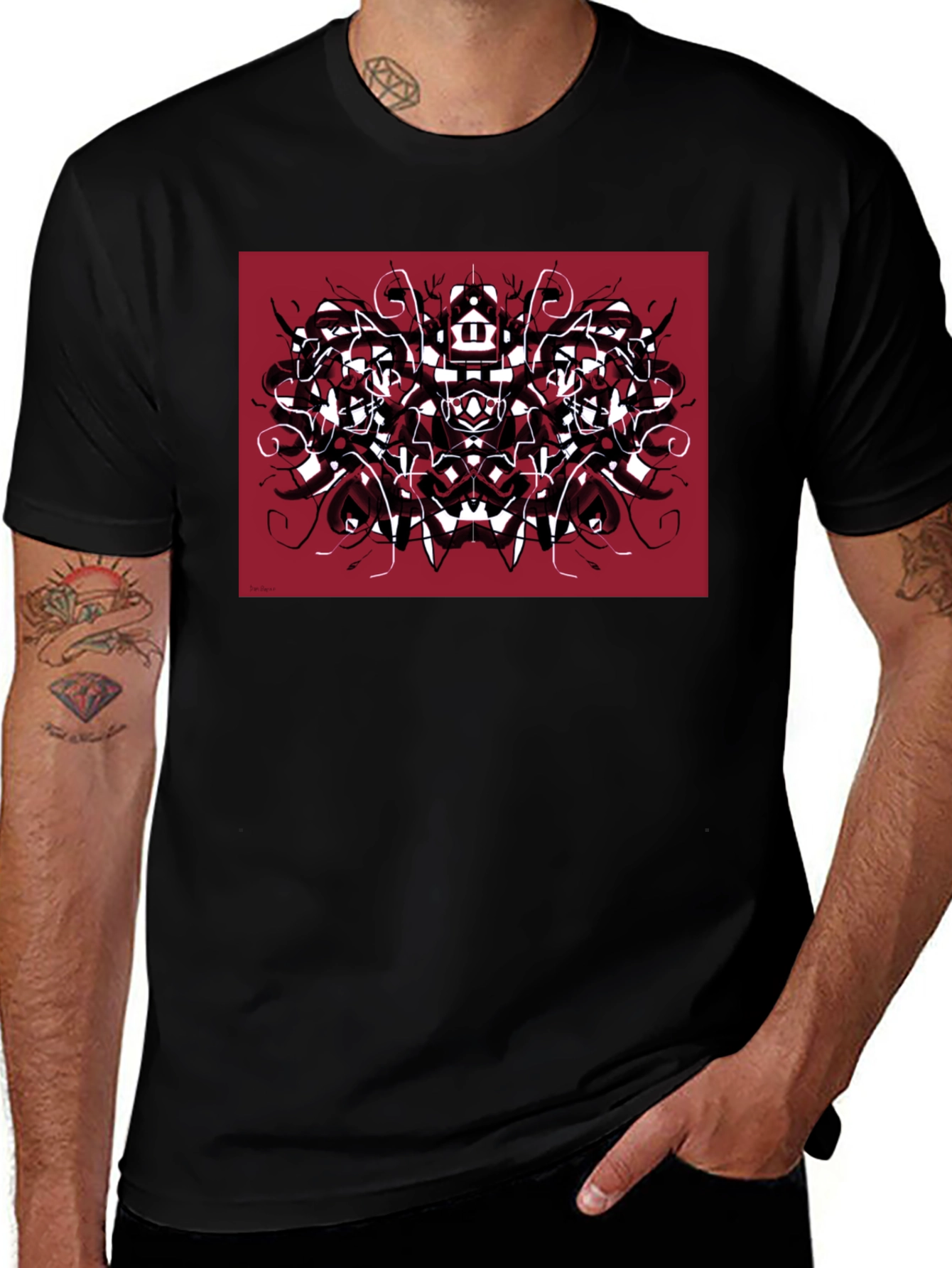 Variant 6 of Abstract Graphic Print Black T-Shirt