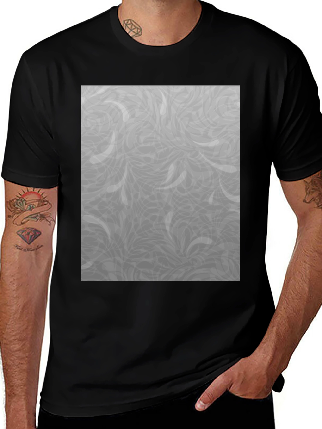 Variant 18 of Stylish Black T-Shirt with Grey Pattern