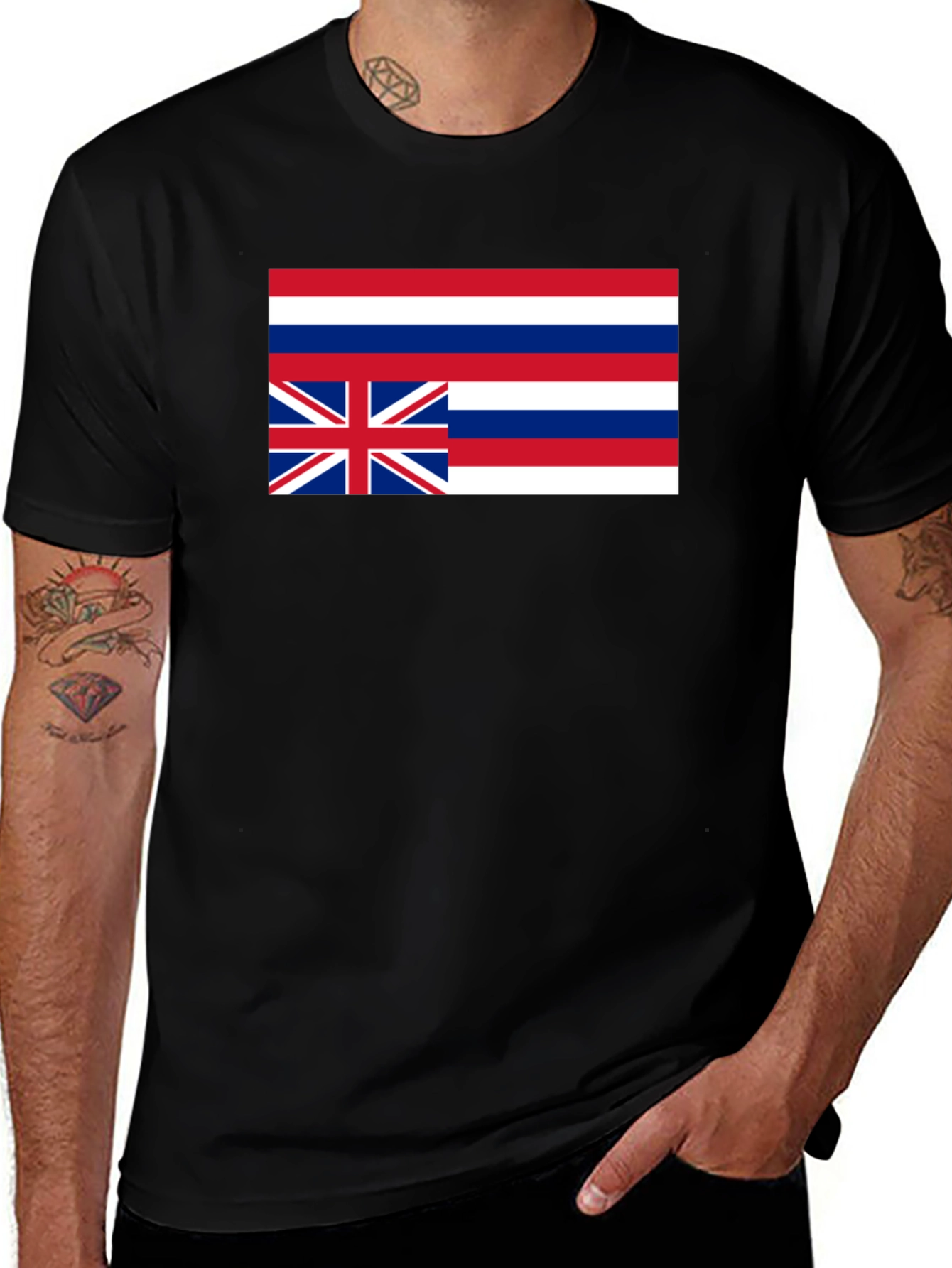 Variant 24 of Hawaii Flag T-Shirt - Classic Black Tee