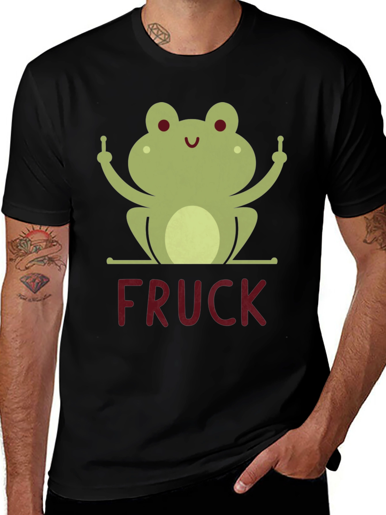 Variant 15 of Funny Frog Middle Finger FRUCK Graphic T-Shirt