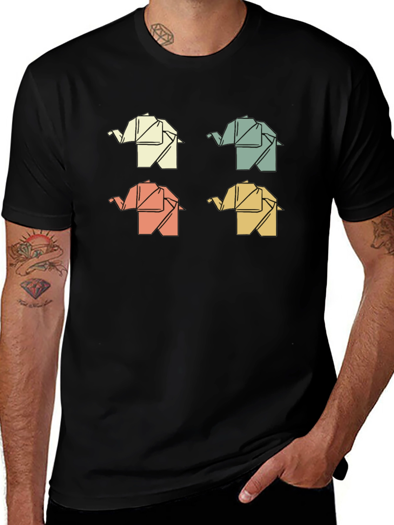Variant 26 of Origami Elephant T-Shirt - Fun, Unique Design