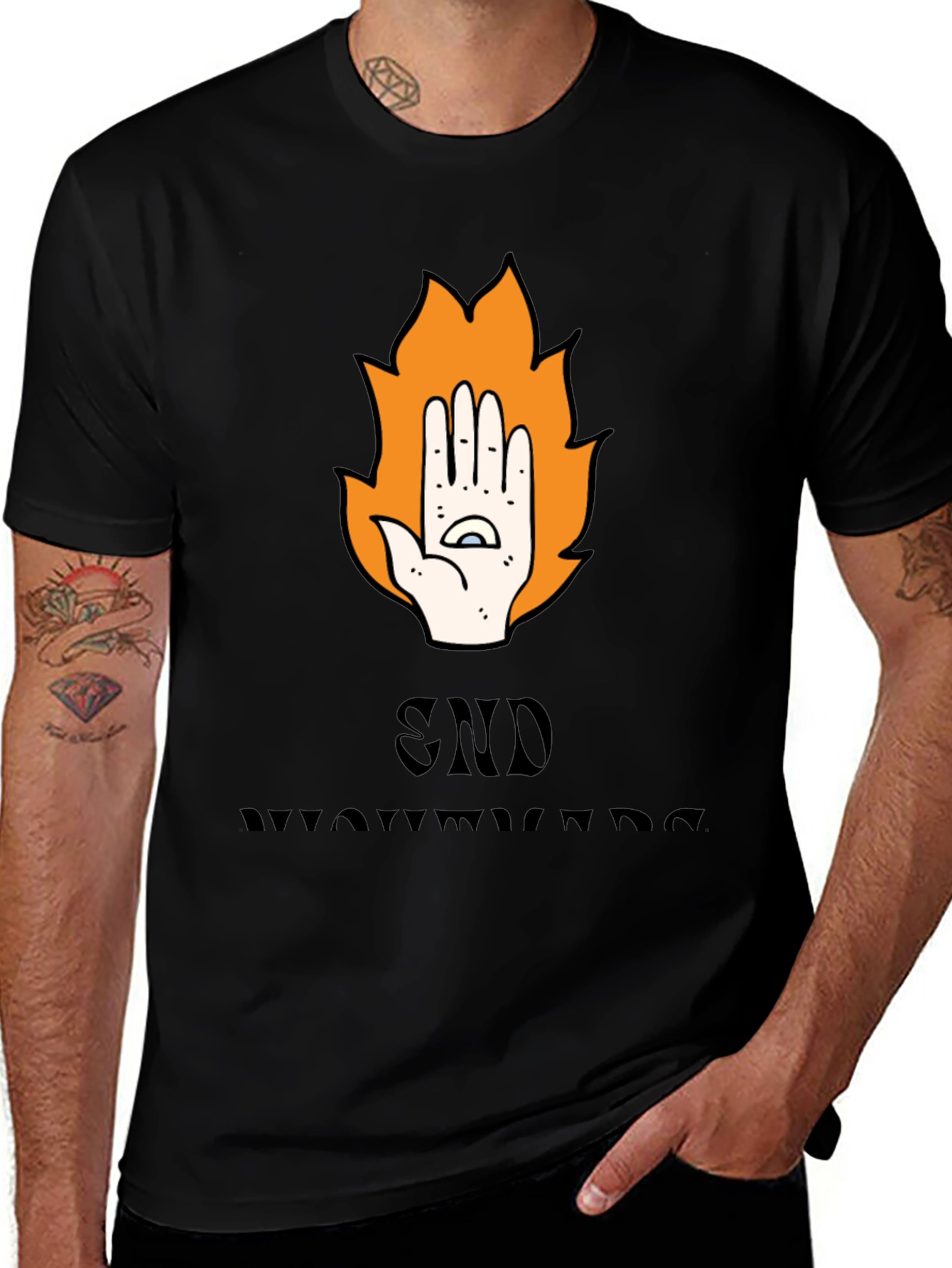 Variant 6 of Mystic Hand T-Shirt - Eye in Flame Design
