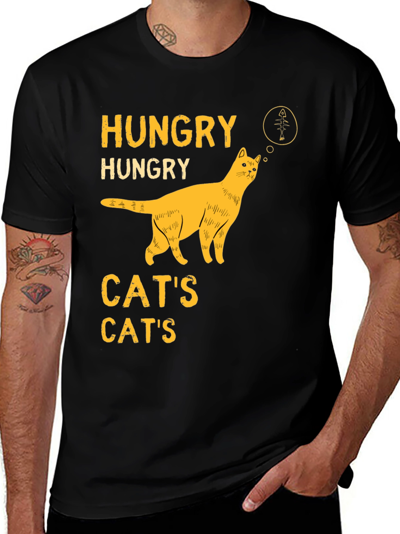 Variant 8 of Hungry Cat's T-Shirt Black Cotton