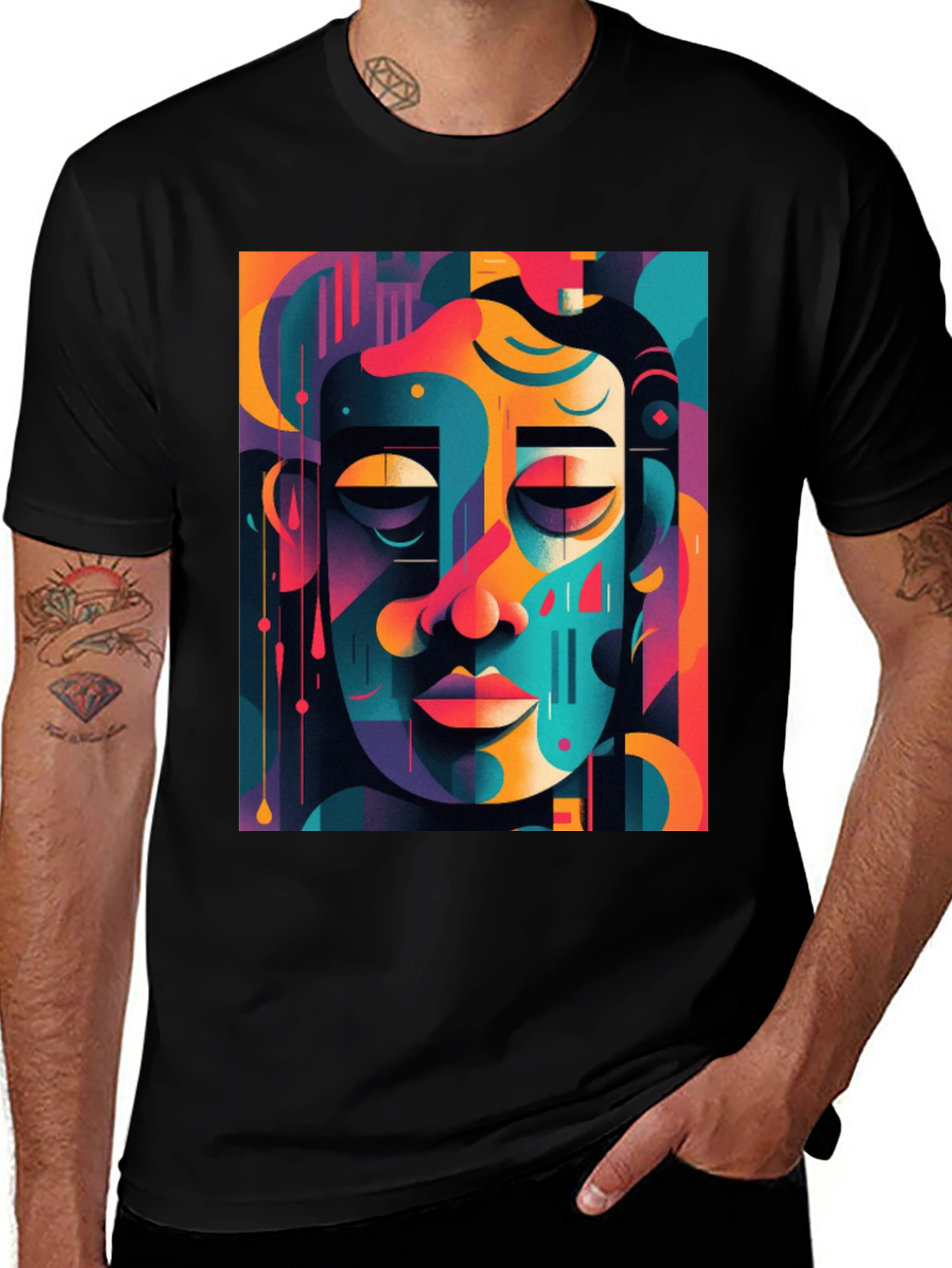 Variant 28 of Abstract Face Graphic Tee - Modern Art Shirt