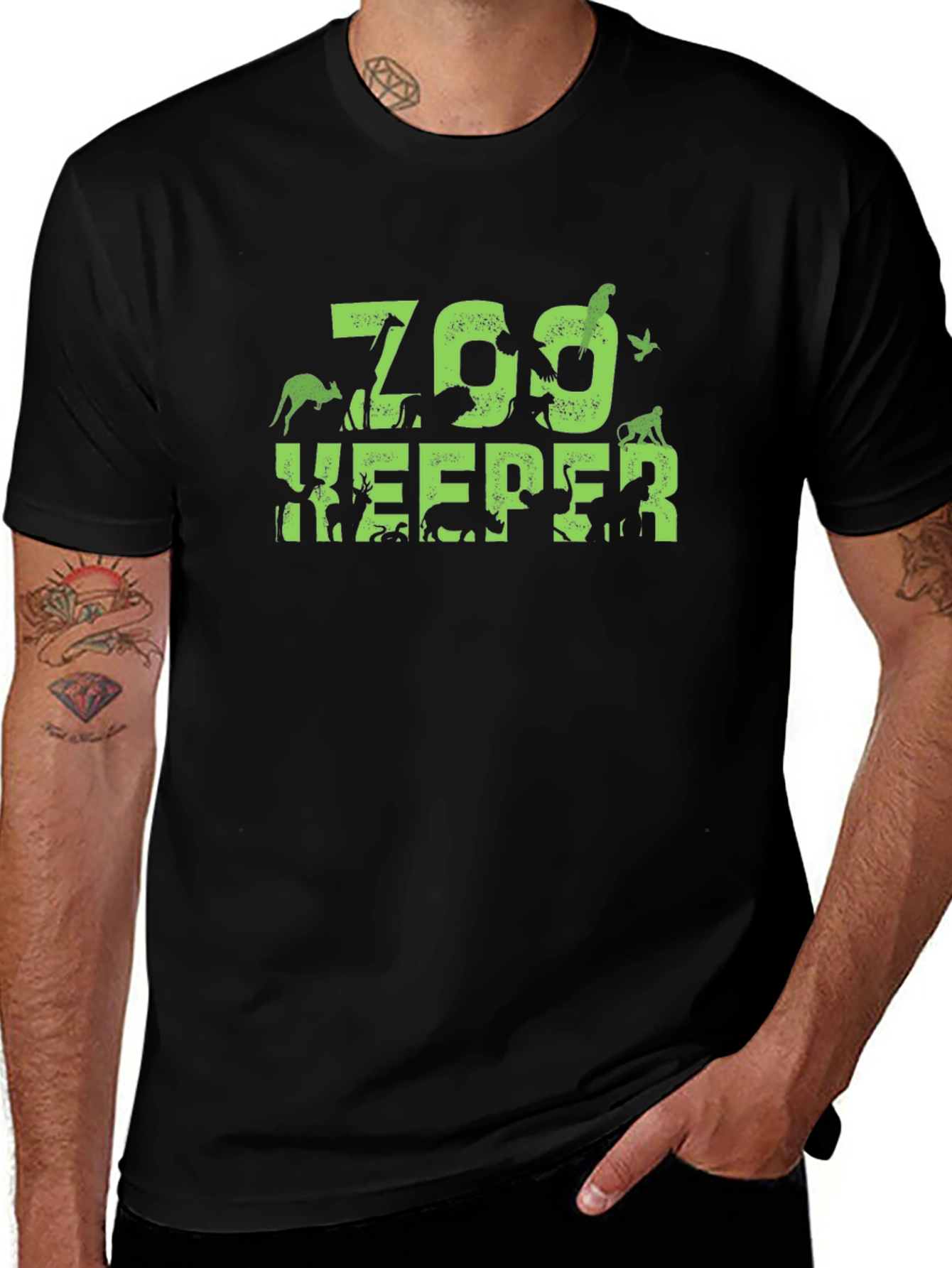 Zoo Keeper Animal Silhouette Graphic T-Shirt