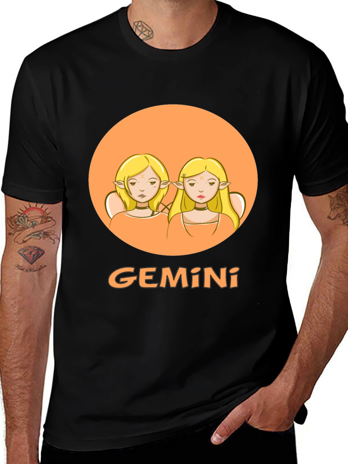 Gemini Zodiac Graphic Tee - Black