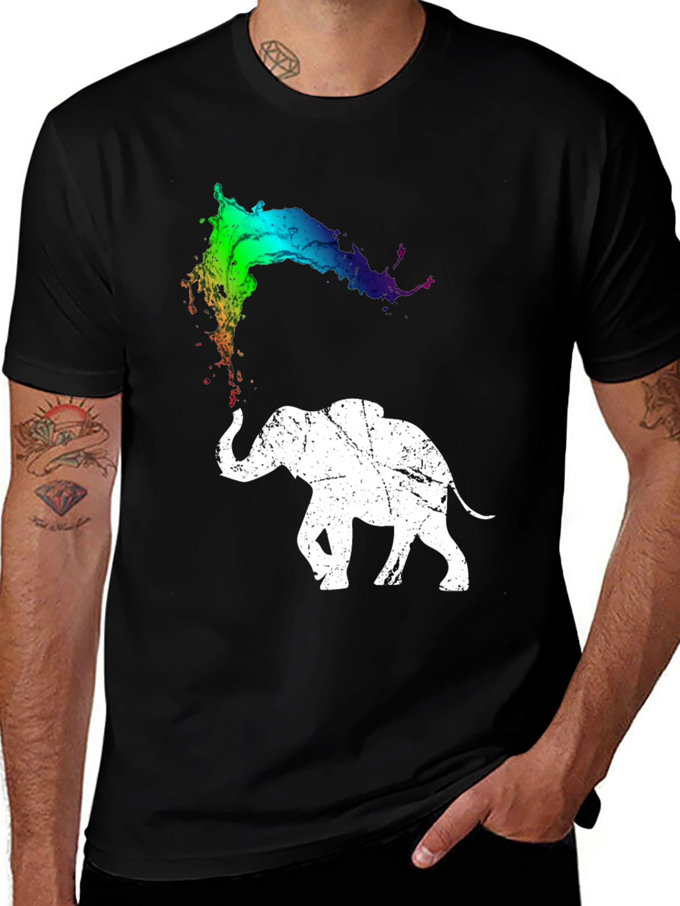 Variant 2 of Elephant Paint Splash Graphic Tee - Unique Design