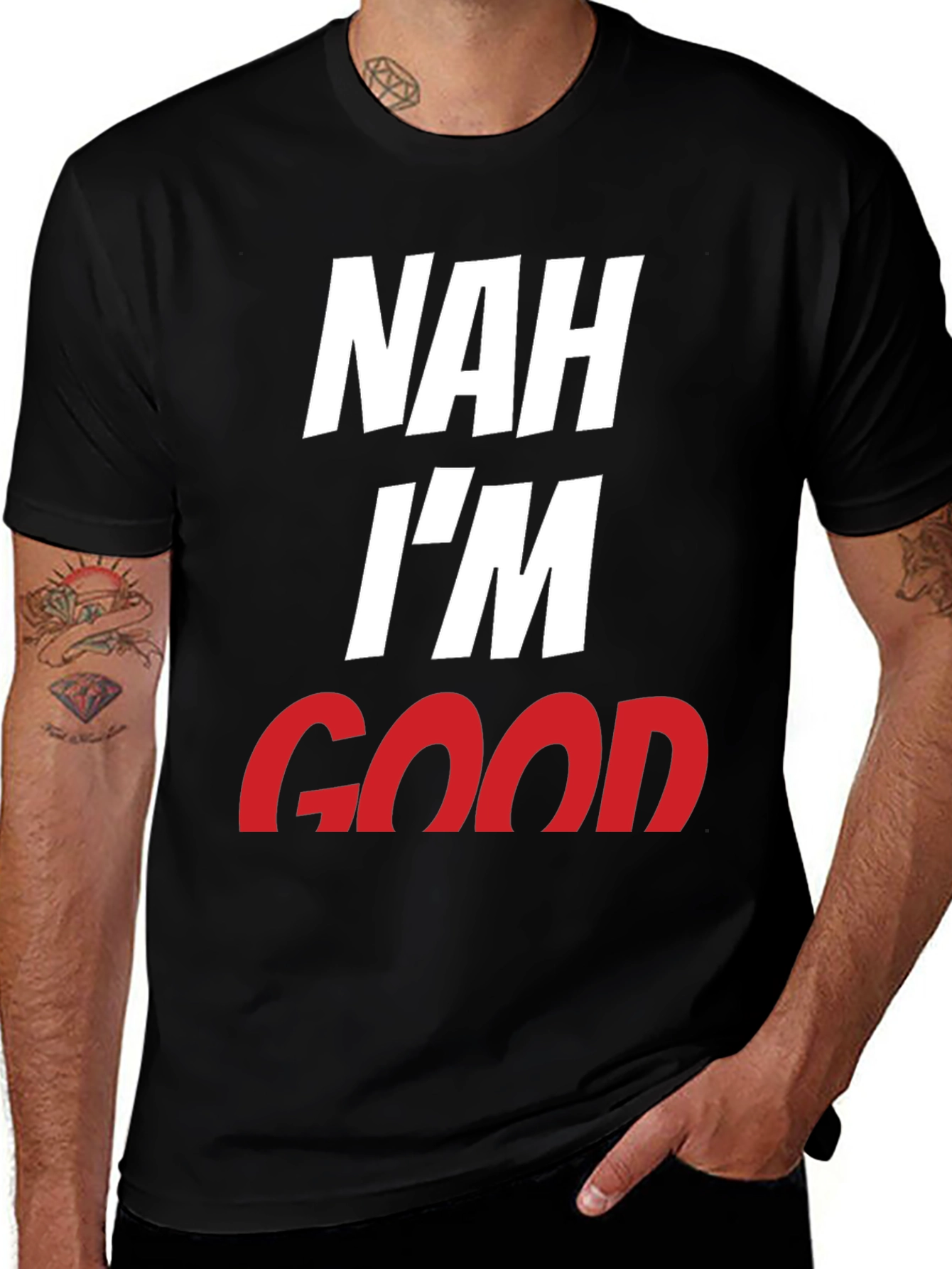 Variant 26 of Nah I'm Good Black Cotton Tee