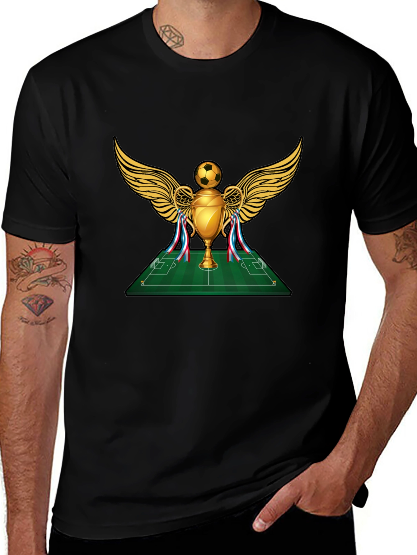 Variant 11 of Soccer Trophy Graphic Tee - Black Cotton T-Shirt