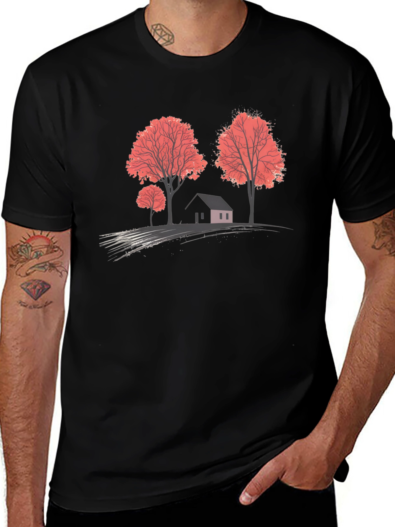 Variant 30 of Nature Scene Graphic T-Shirt - Black