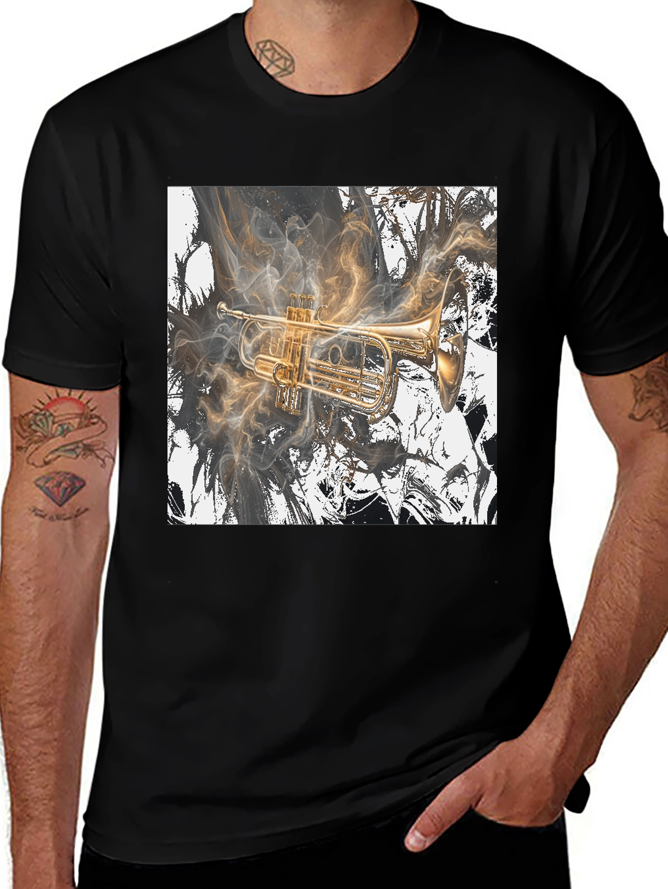 Variant 16 of Musical Trumpet Graphic Black T-Shirt