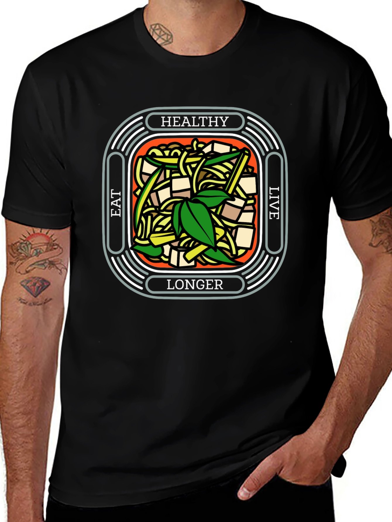 Eat Healthy Live Longer Graphic T-Shirt