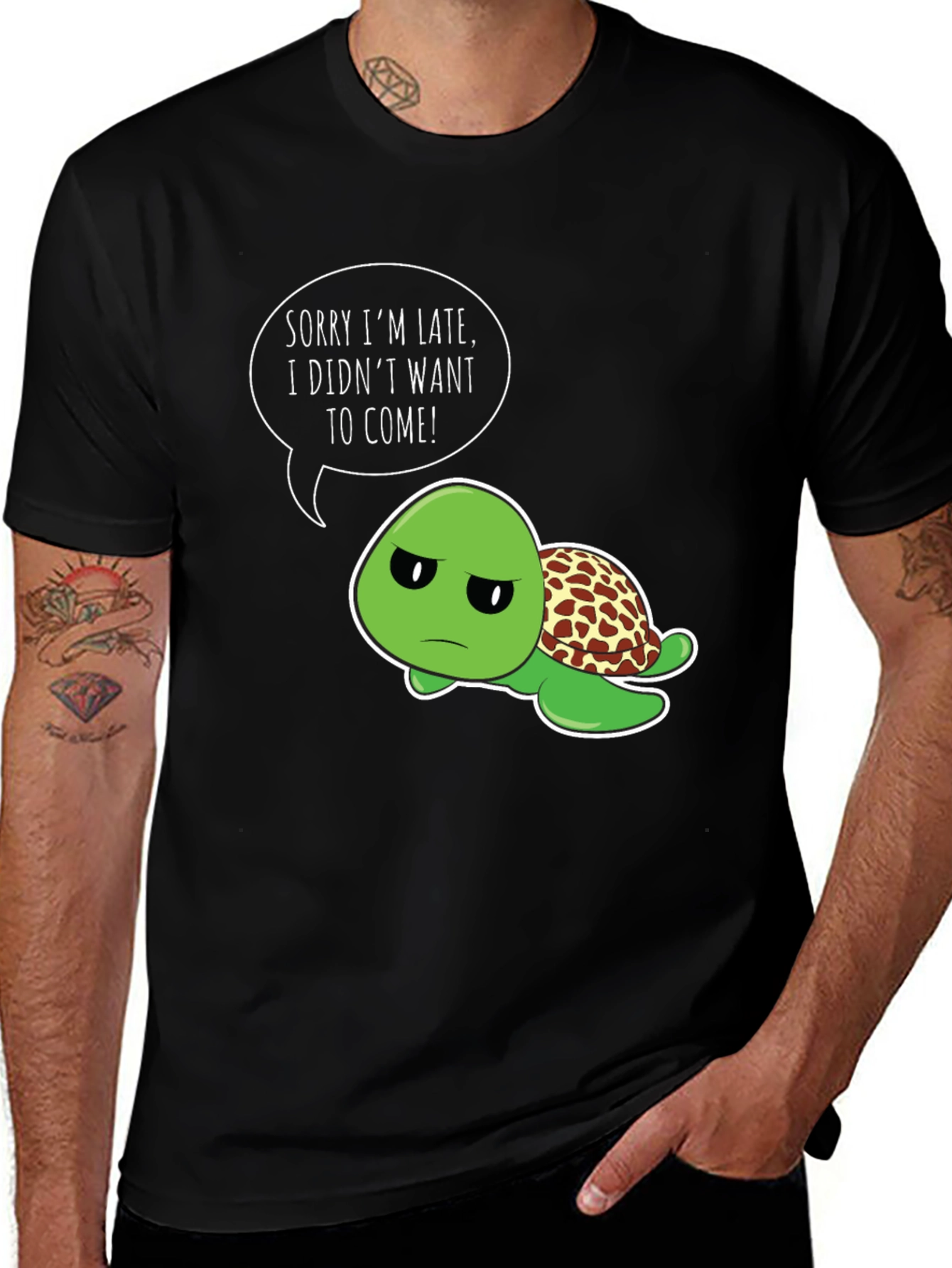 Variant 2 of Funny Turtle T-Shirt - Sorry I'm Late Graphic Tee