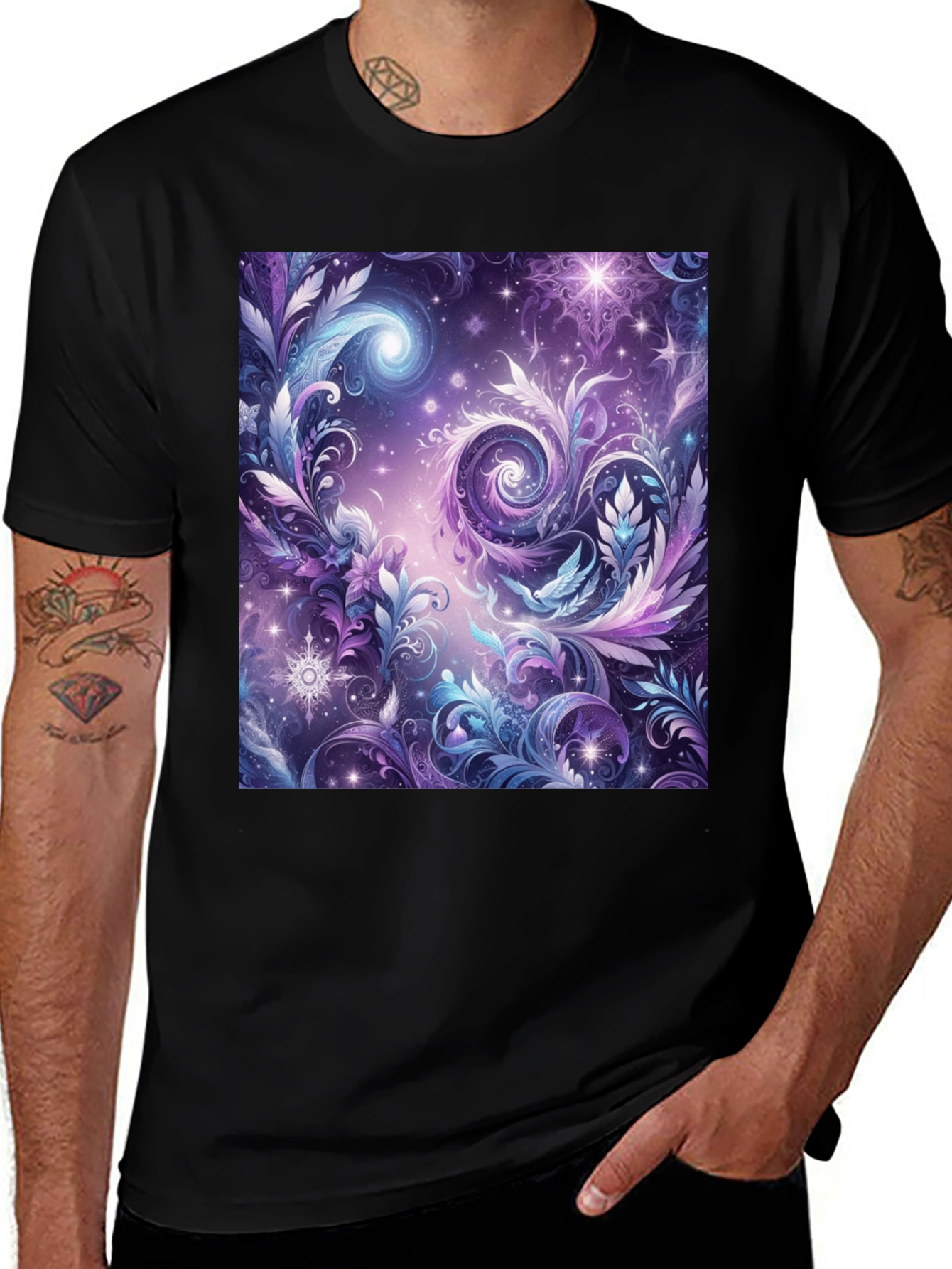 Variant 19 of Cosmic Floral T-Shirt - Galaxy Fantasy Art