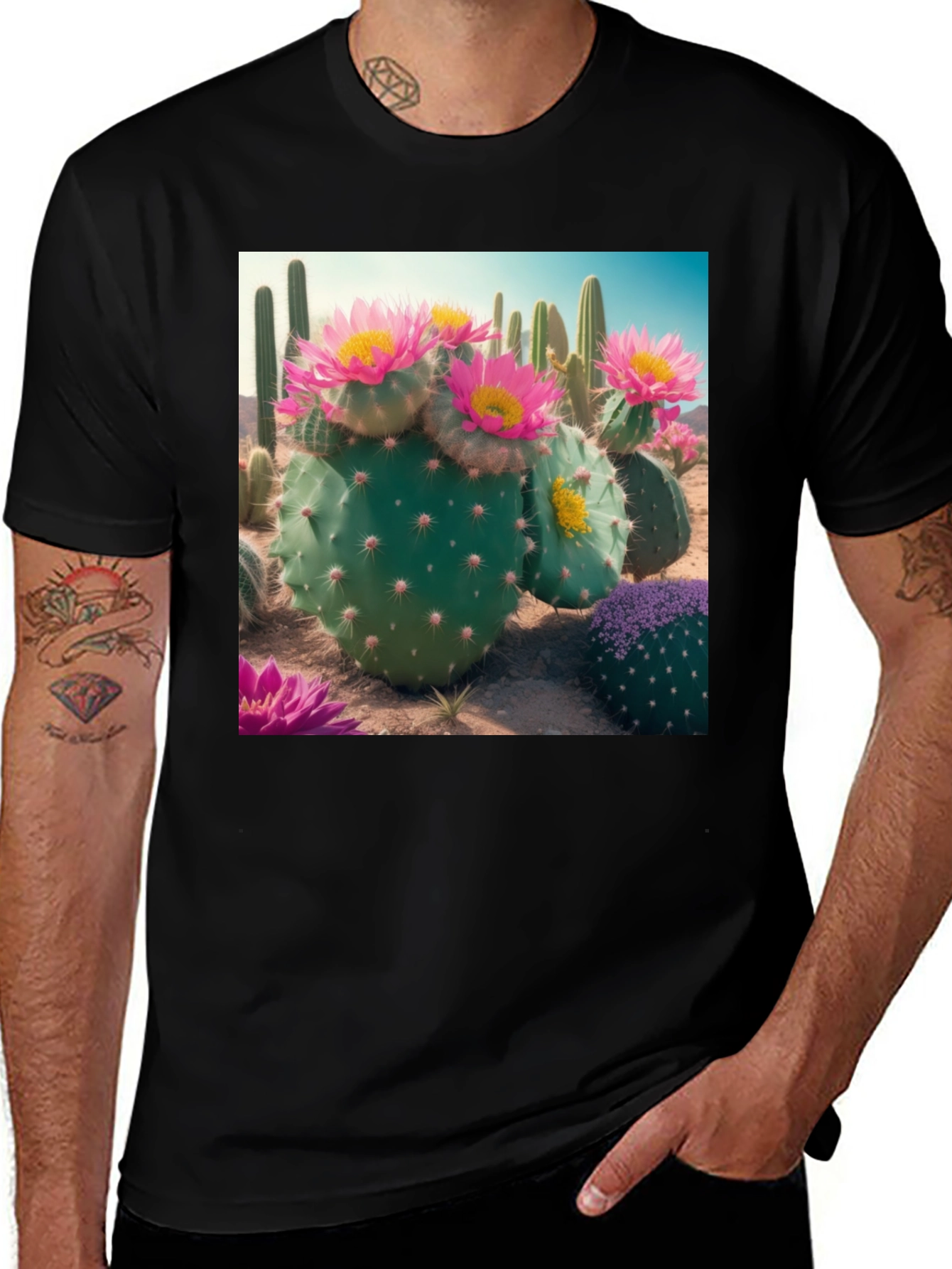Variant 25 of Cactus Flower Graphic Tee - Desert Bloom Shirt