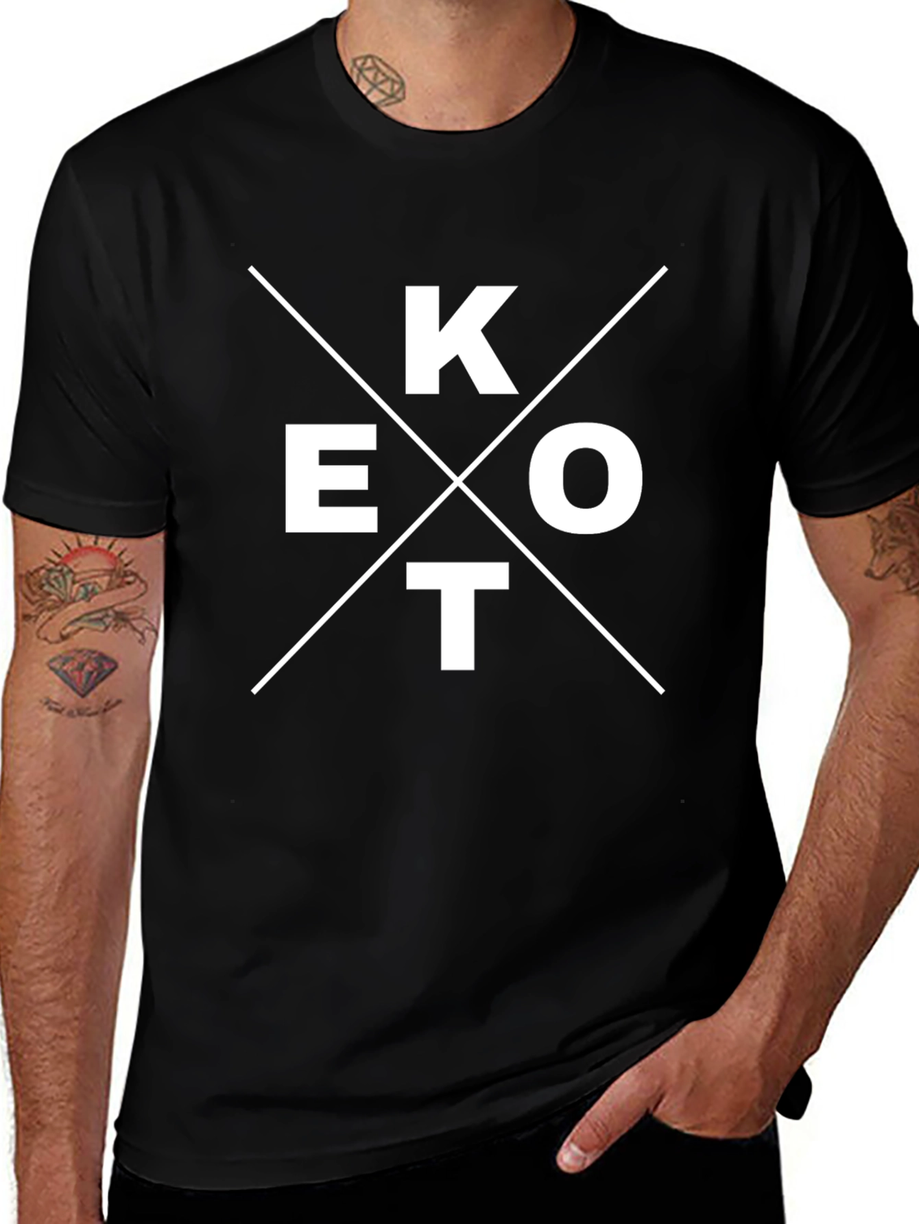 KETO Cross Graphic Black T-Shirt Casual Wear