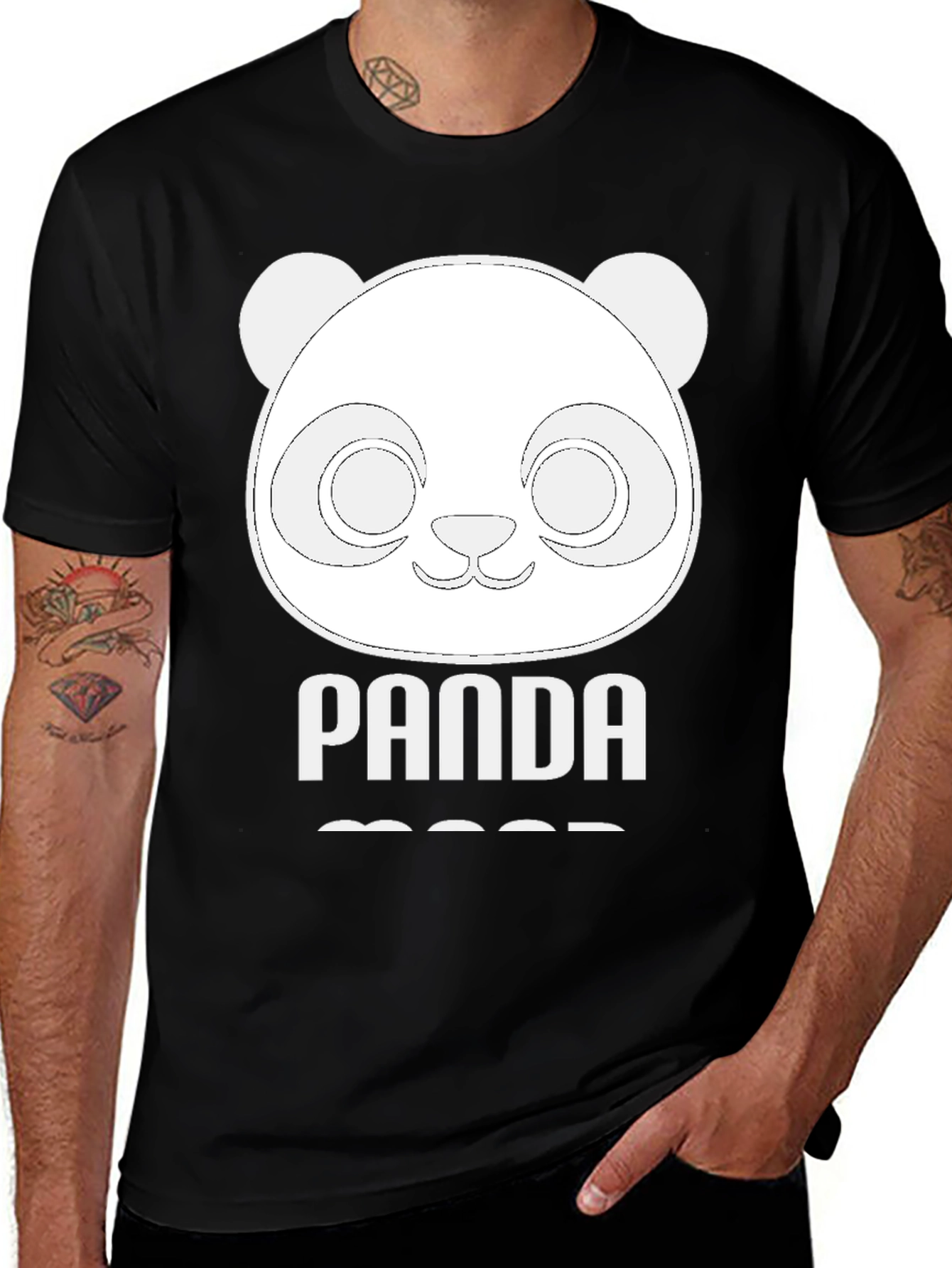 Variant 30 of Panda Mood Graphic Tee - Black Cotton T-Shirt