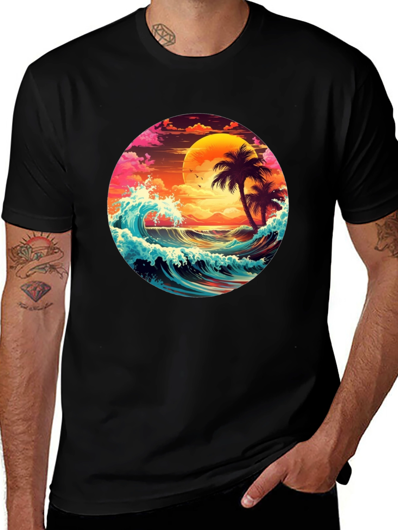 Variant 20 of Vibrant Sunset Palm Tree T-Shirt