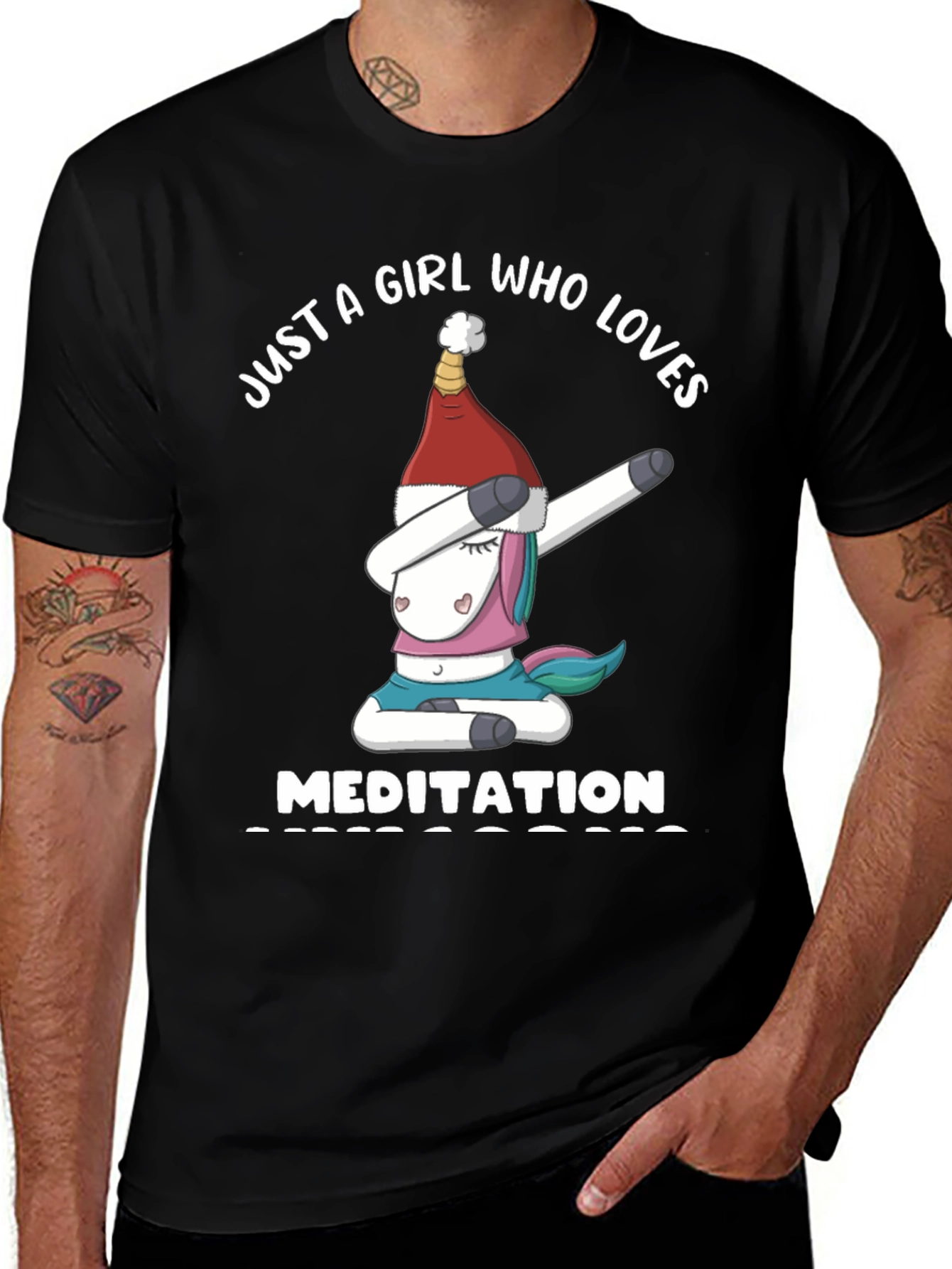 Variant 24 of Girl Who Loves Meditation Unicorn Christmas Dabbing T-Shirt