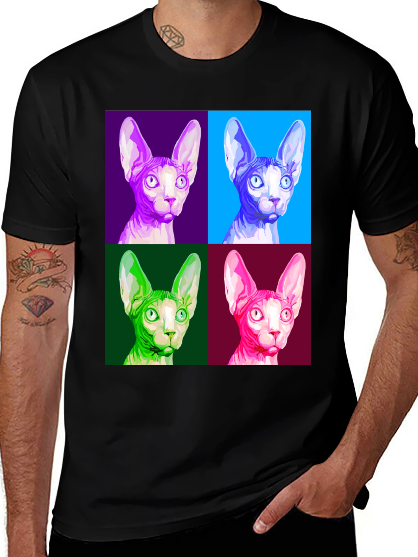 Variant 16 of Sphynx Cat Pop Art T-Shirt - Unique Graphic Tee
