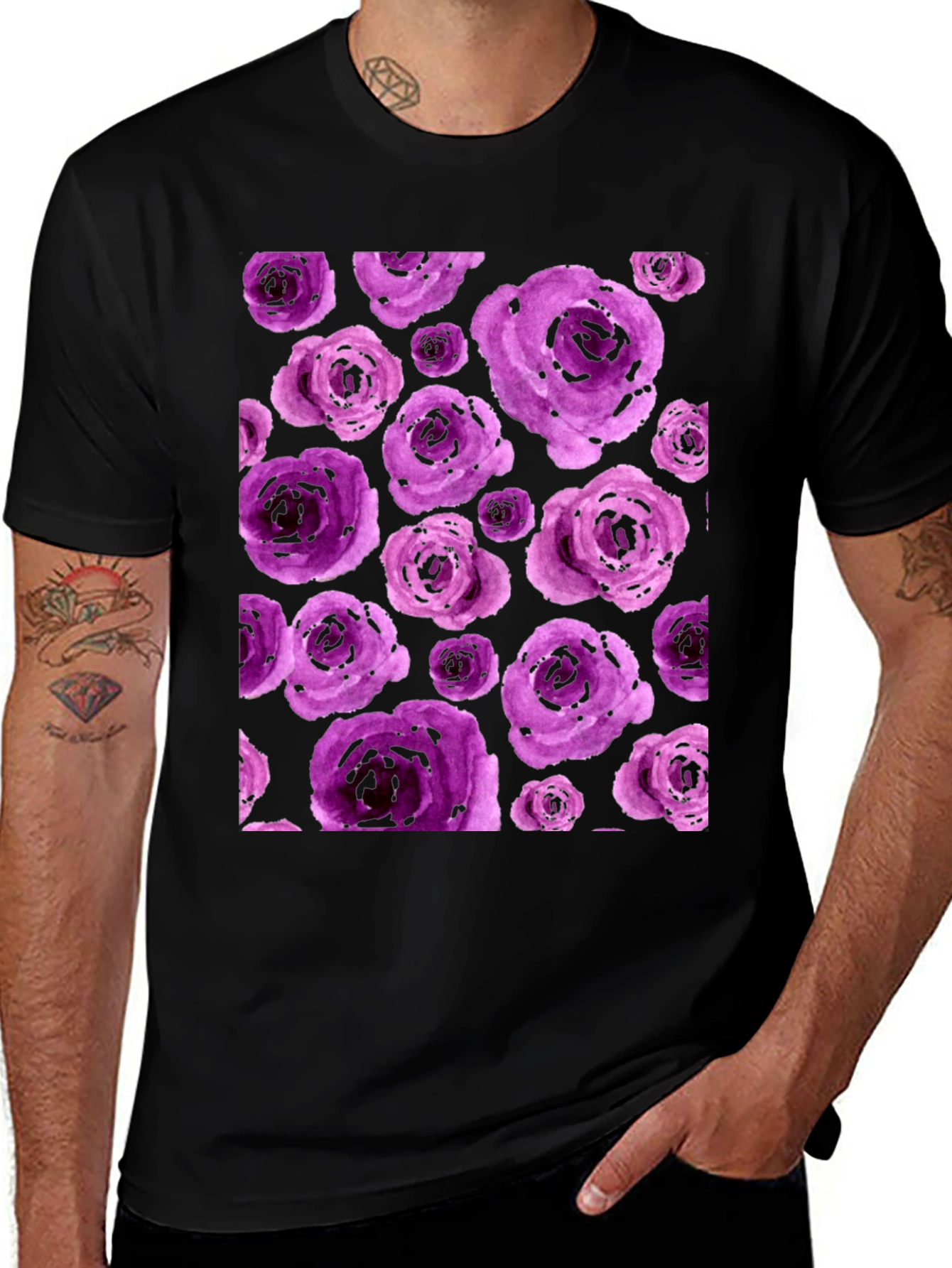 Variant 19 of Floral Roses Watercolor Print T-Shirt