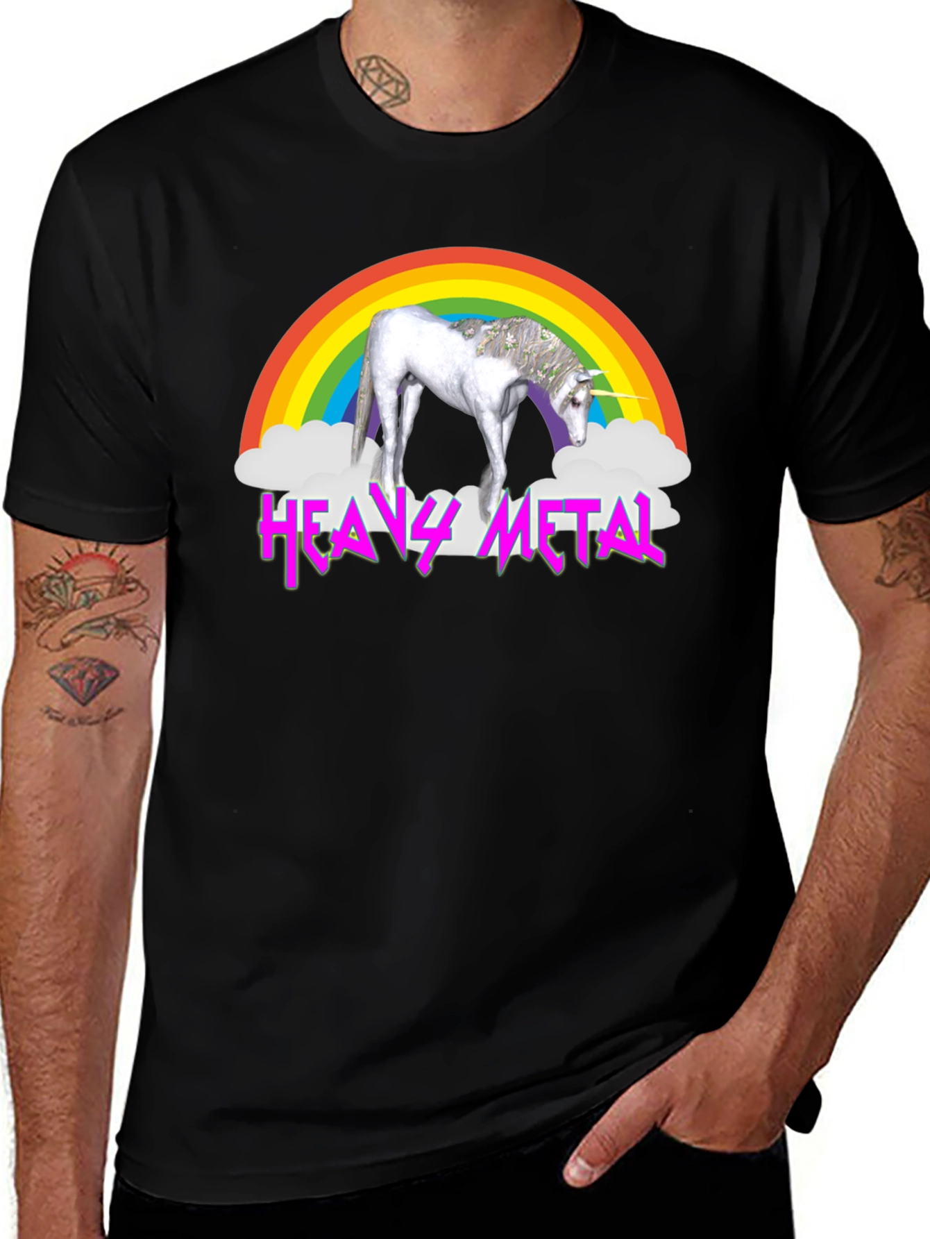 Variant 22 of Heavy Metal Unicorn Rainbow Graphic T-Shirt