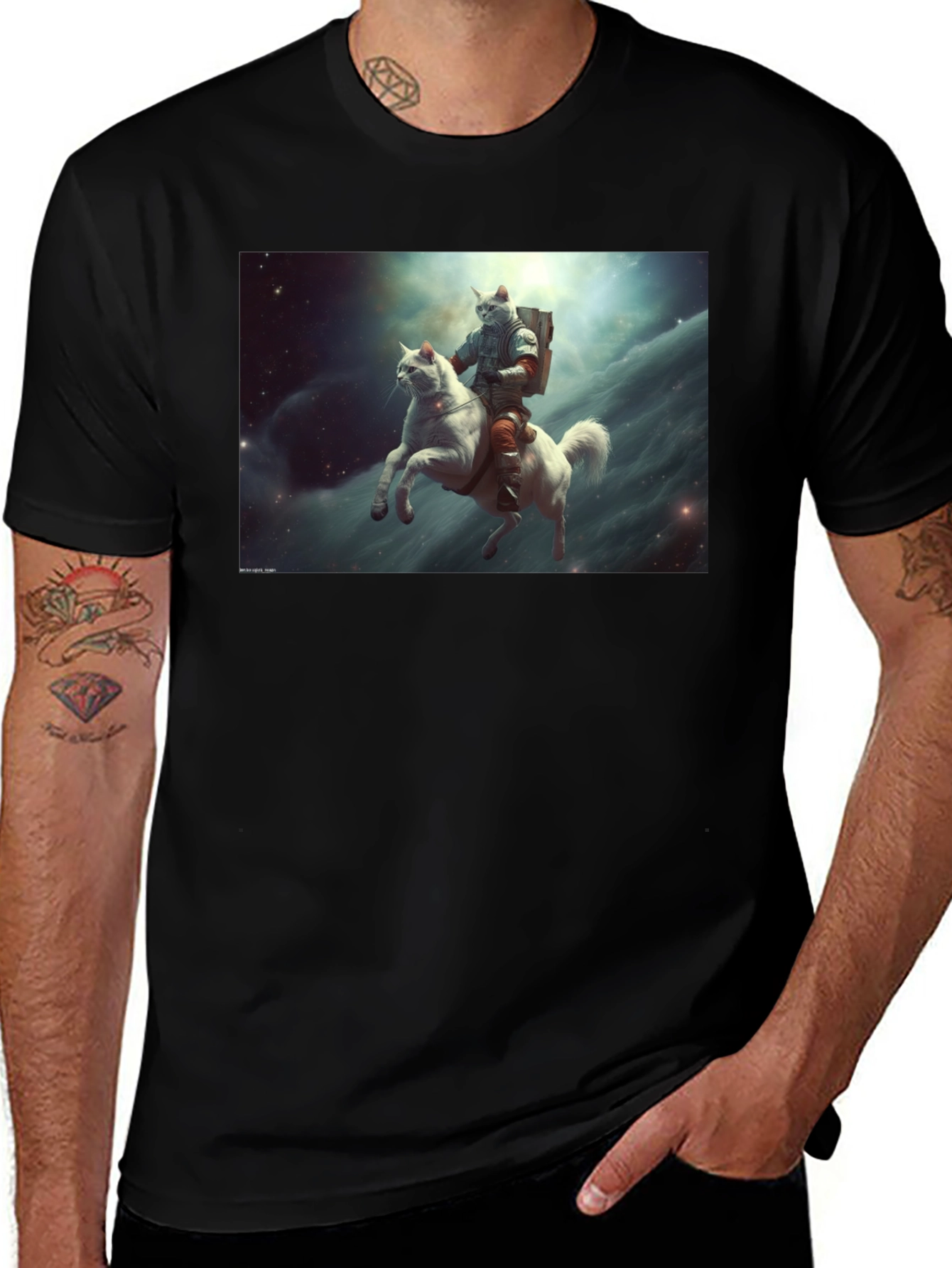 Variant 30 of Cat Cosmonaut Horse Rider T-Shirt