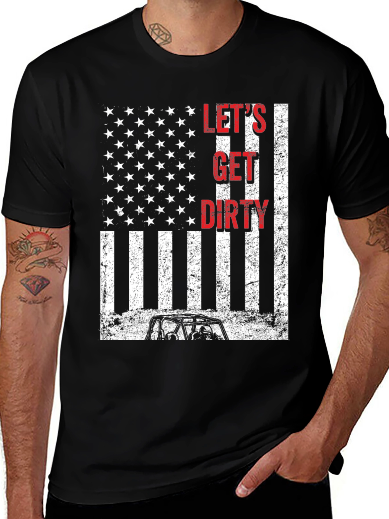 Variant 15 of Let's Get Dirty American Flag Graphic Tee