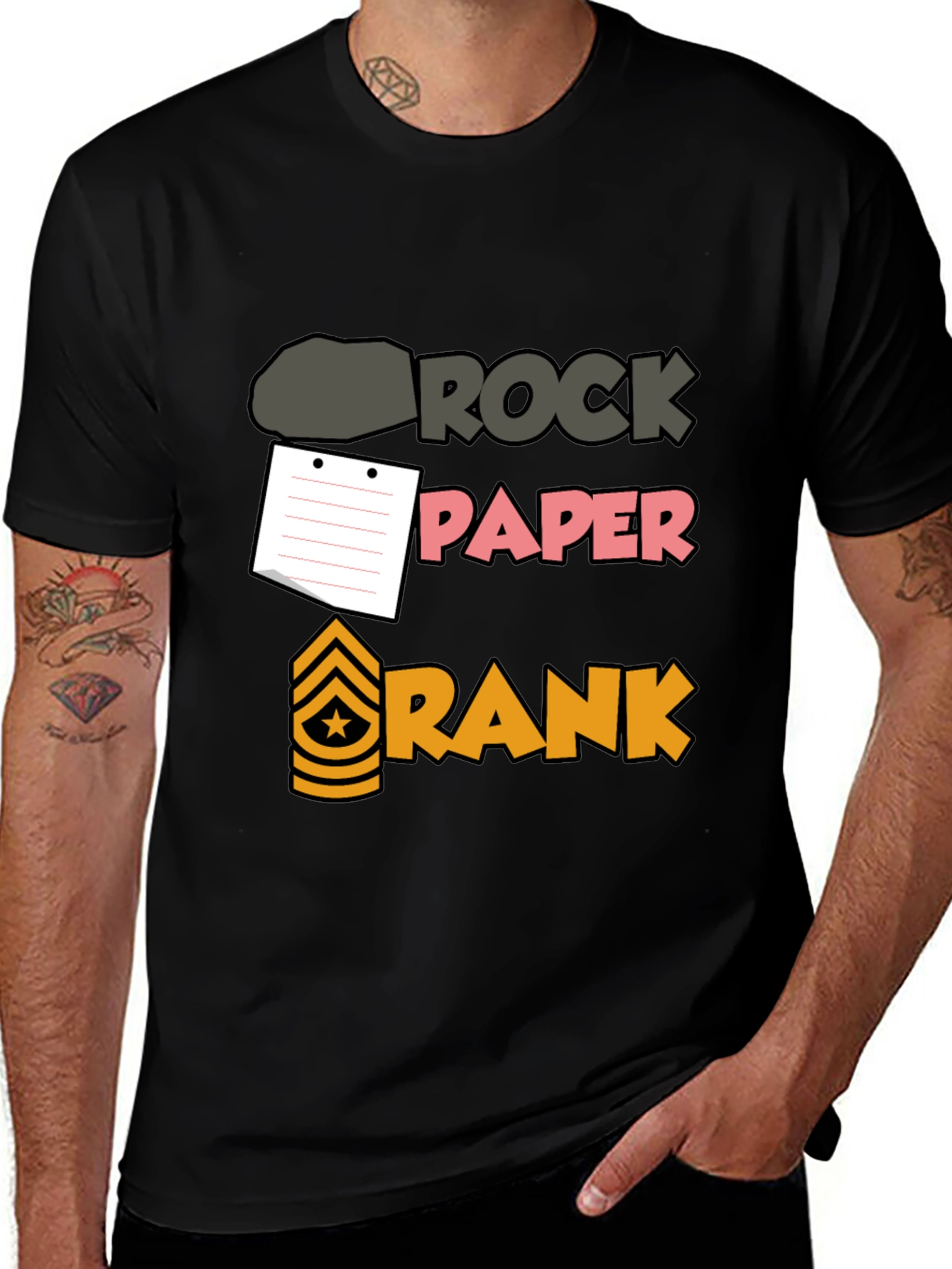 Variant 7 of Rock Paper Rank Funny T-Shirt