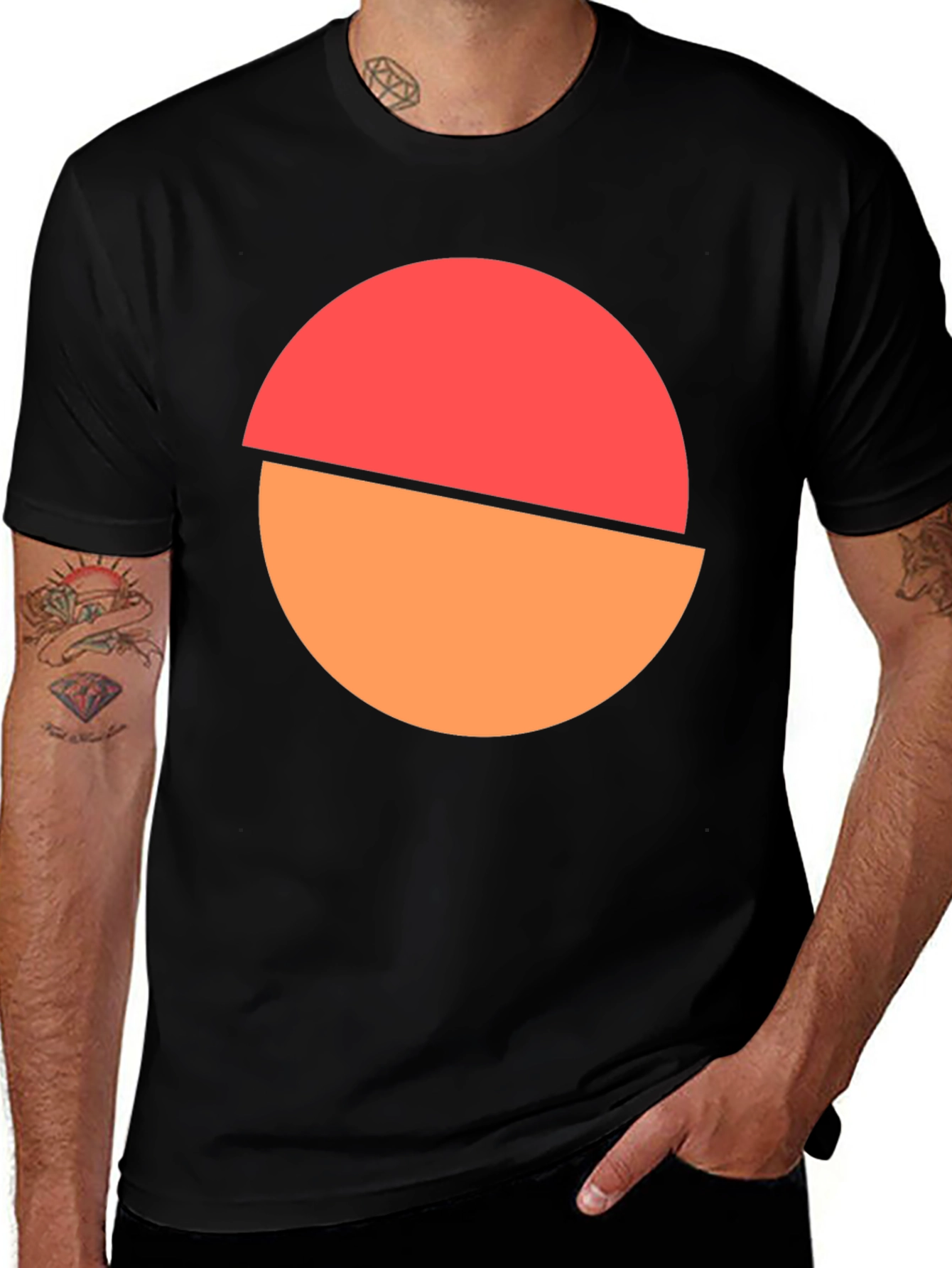 Variant 22 of Sunset Graphic Tee - Modern Circle Design, Casual Style