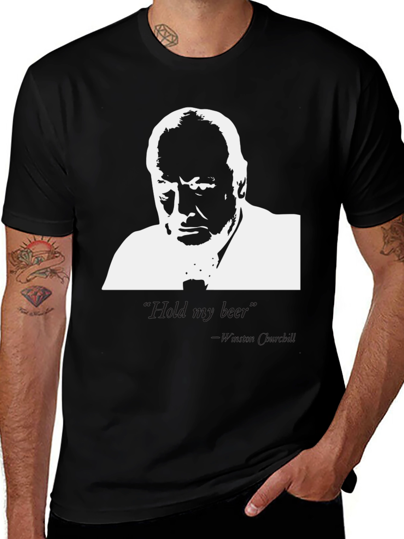 Winston Churchill Beer Quote T-Shirt - Black