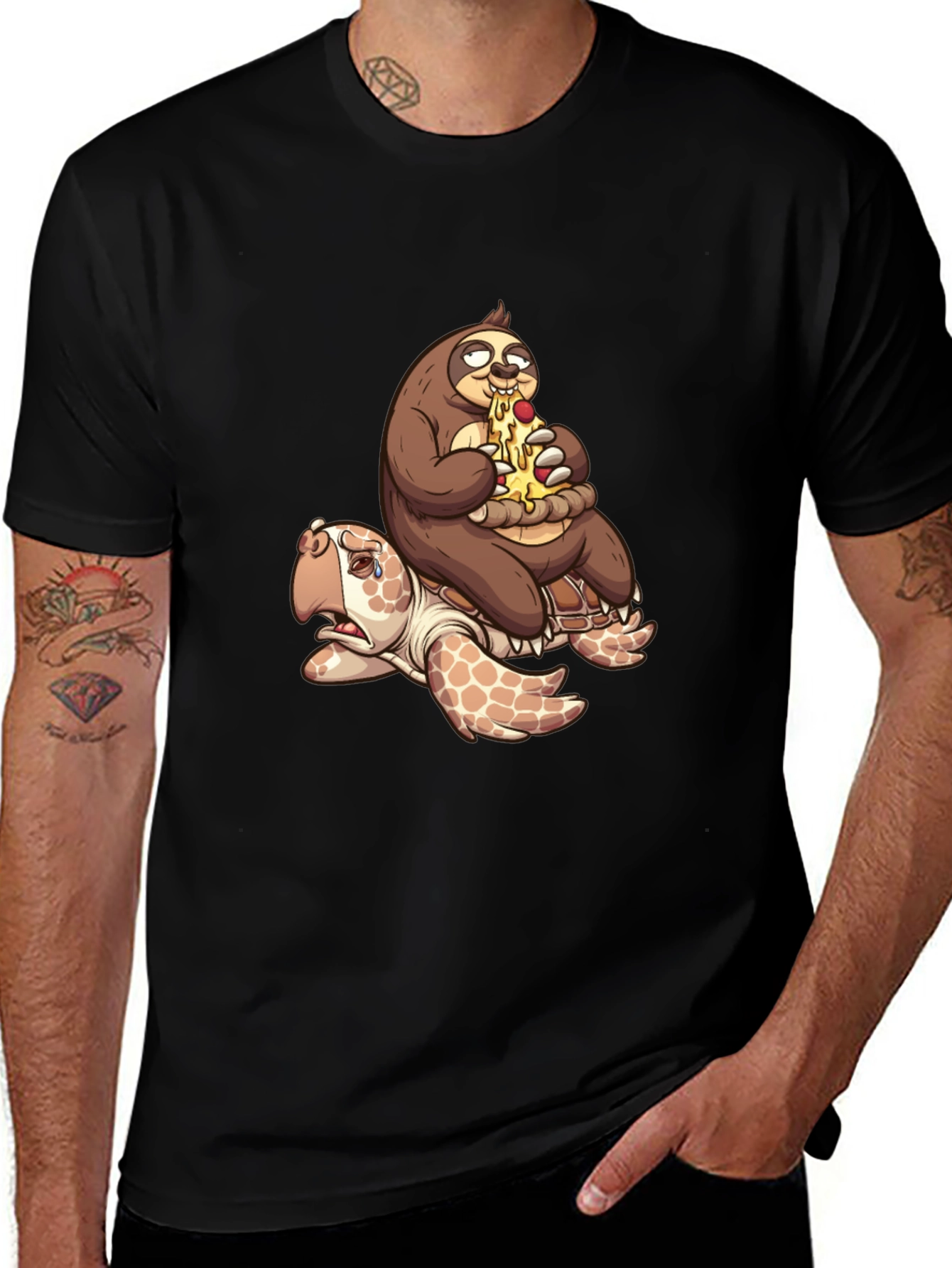 Variant 10 of Sloth Pizza Turtle Ride T-Shirt - Funny Graphic Tee