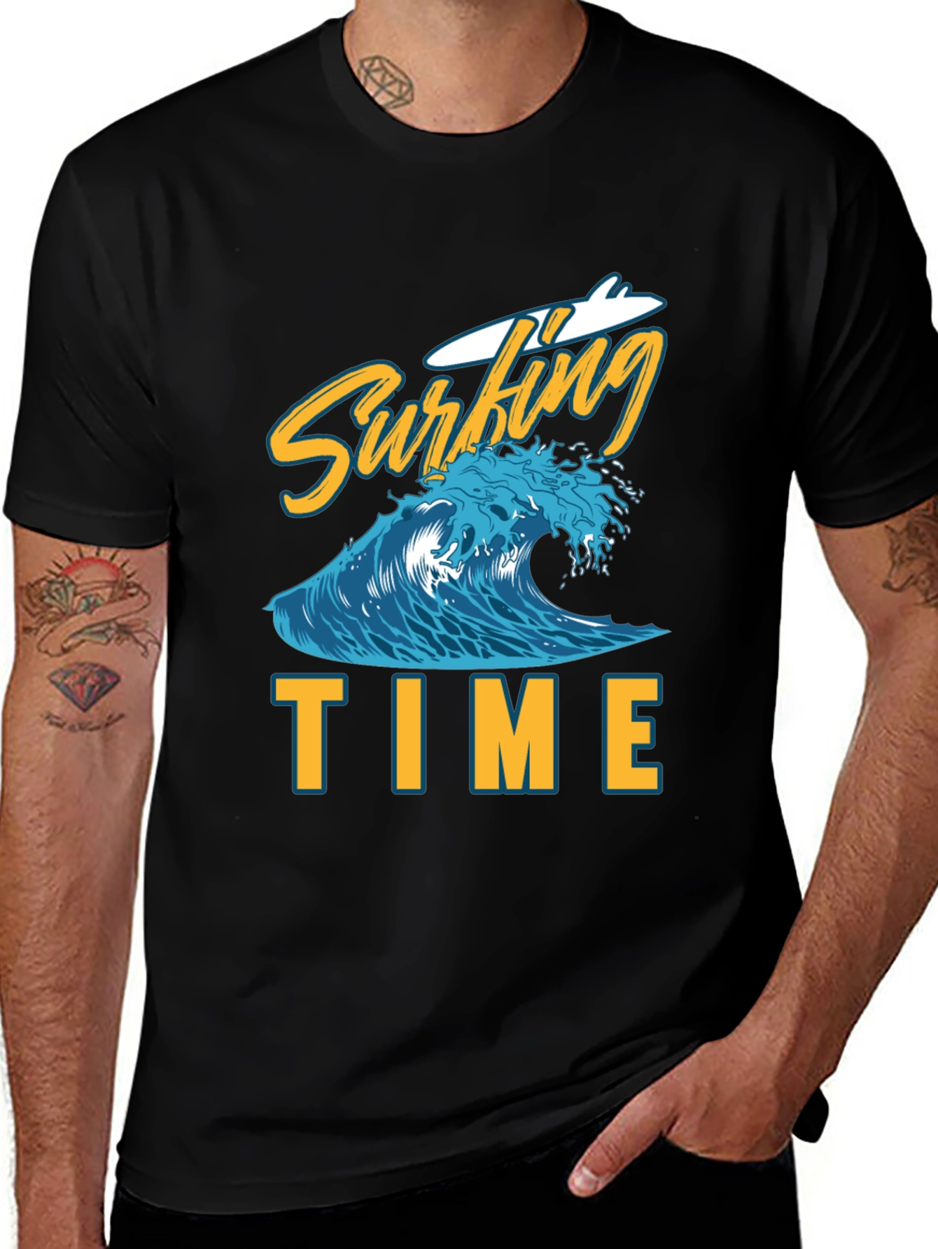 Variant 10 of Surfing Time Graphic Tee - Black