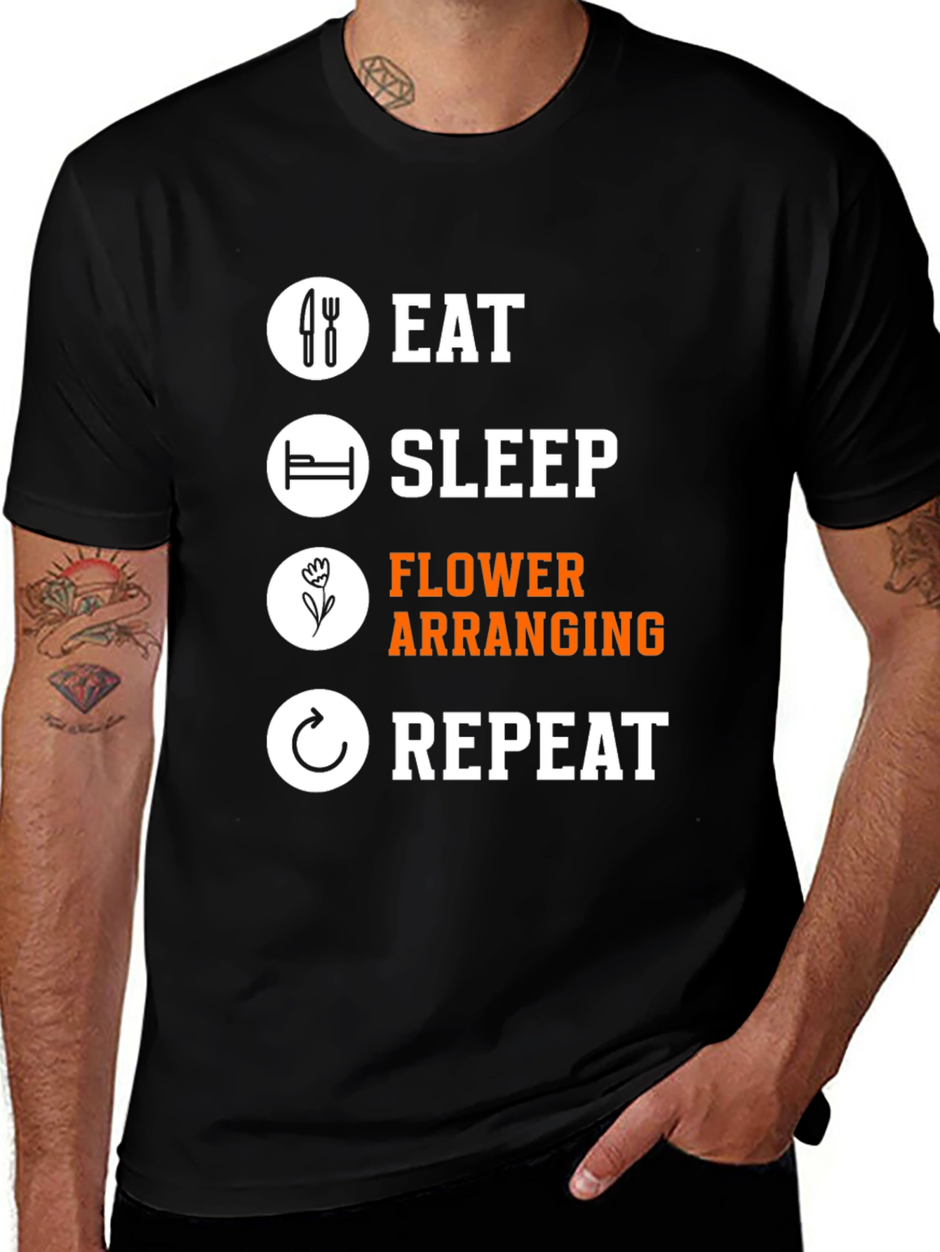 Variant 20 of Eat Sleep Flower Arranging Repeat T-Shirt
