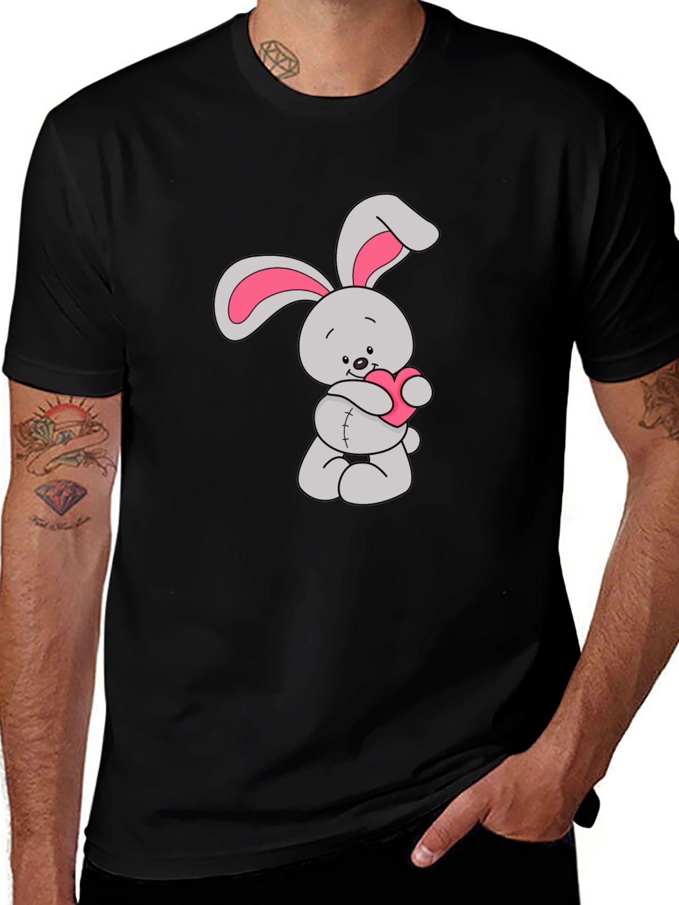 Variant 5 of Black Bunny Heart Graphic Tee