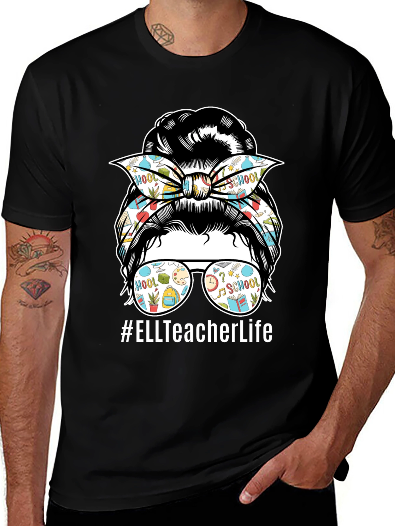 ELL Teacher Life T-Shirt - Messy Bun Graphic Tee