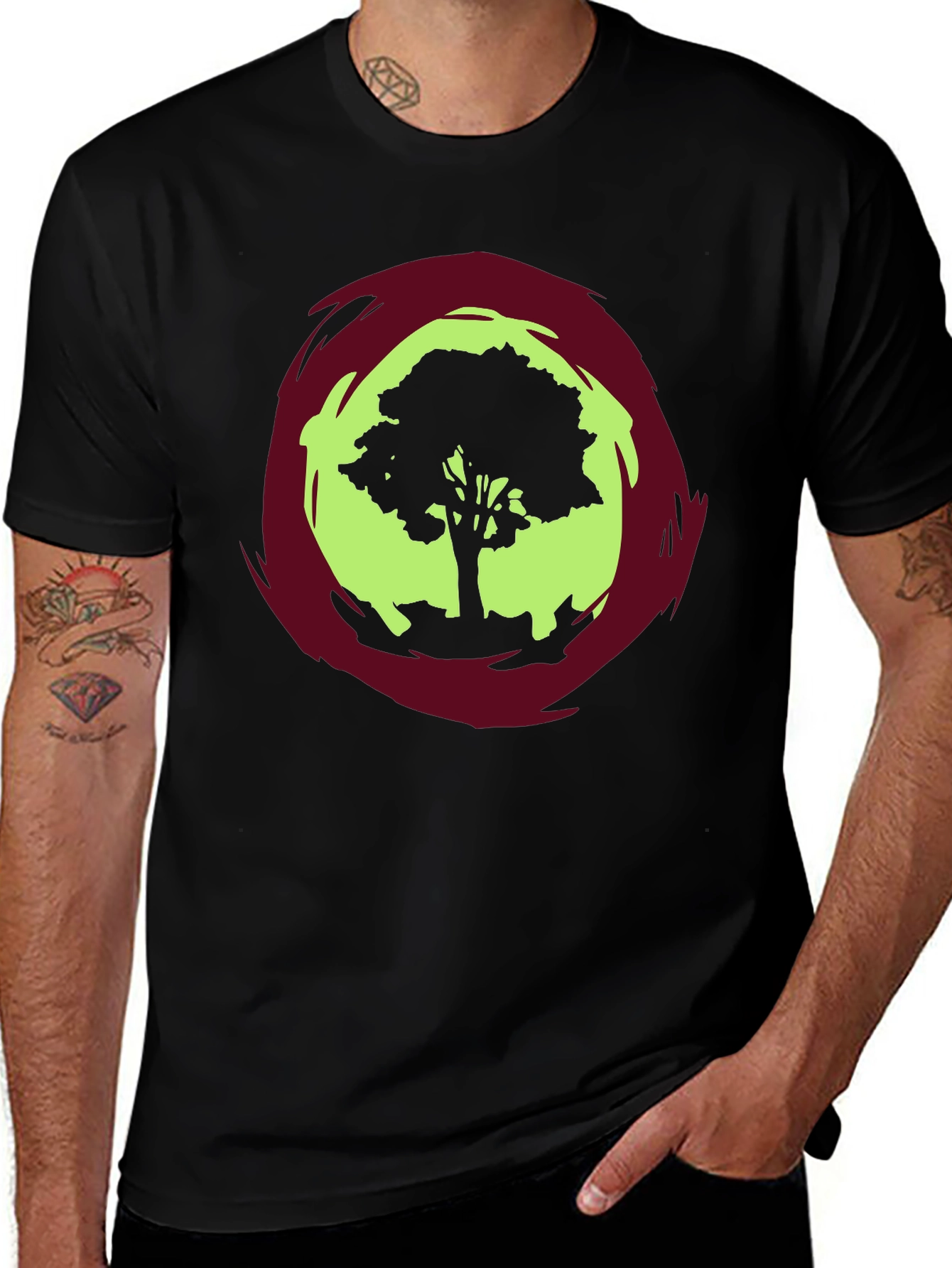 Nature Tree Graphic Black T-Shirt
