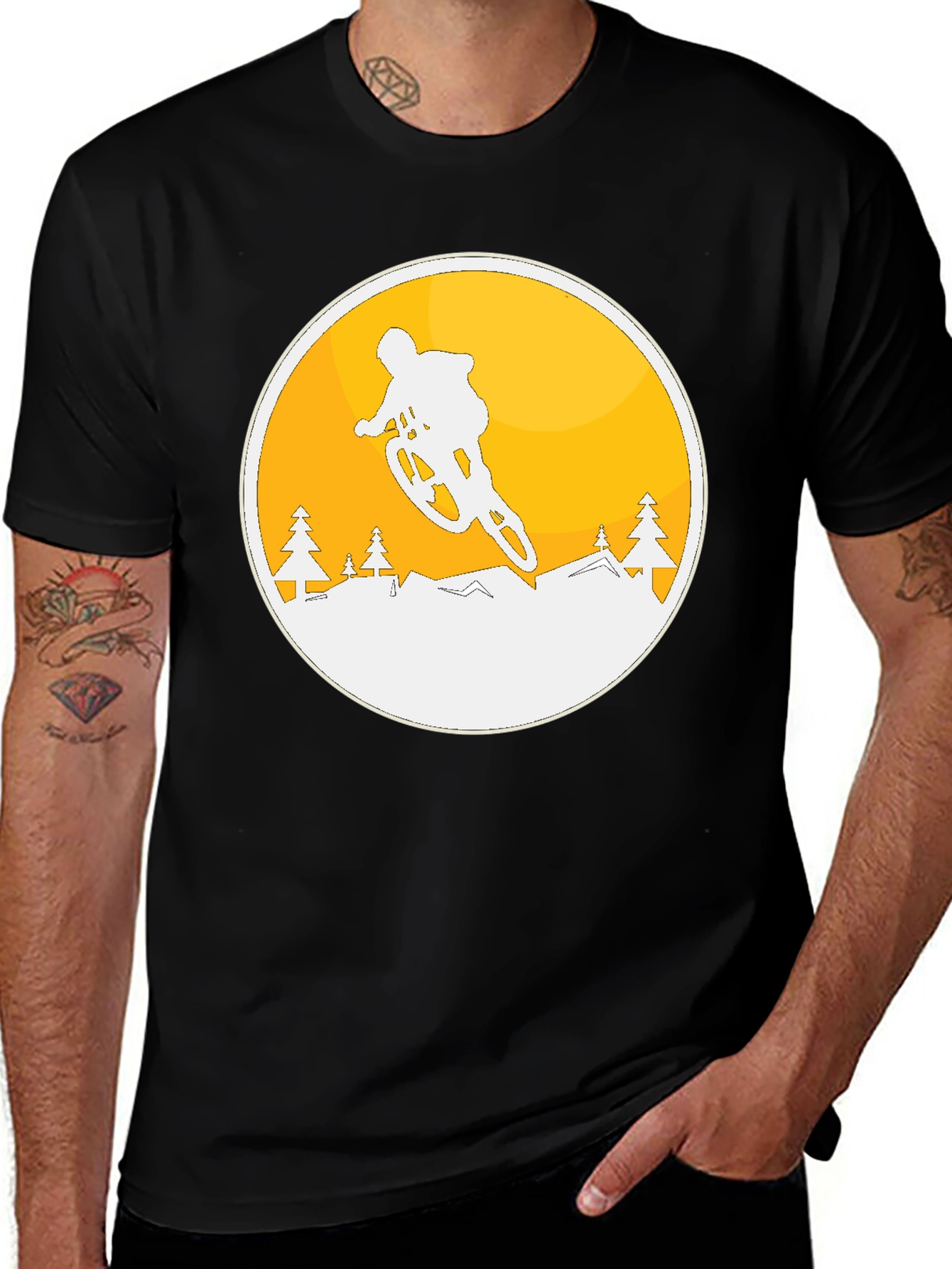 Variant 23 of Mountain Biking Graphic Tee - Black