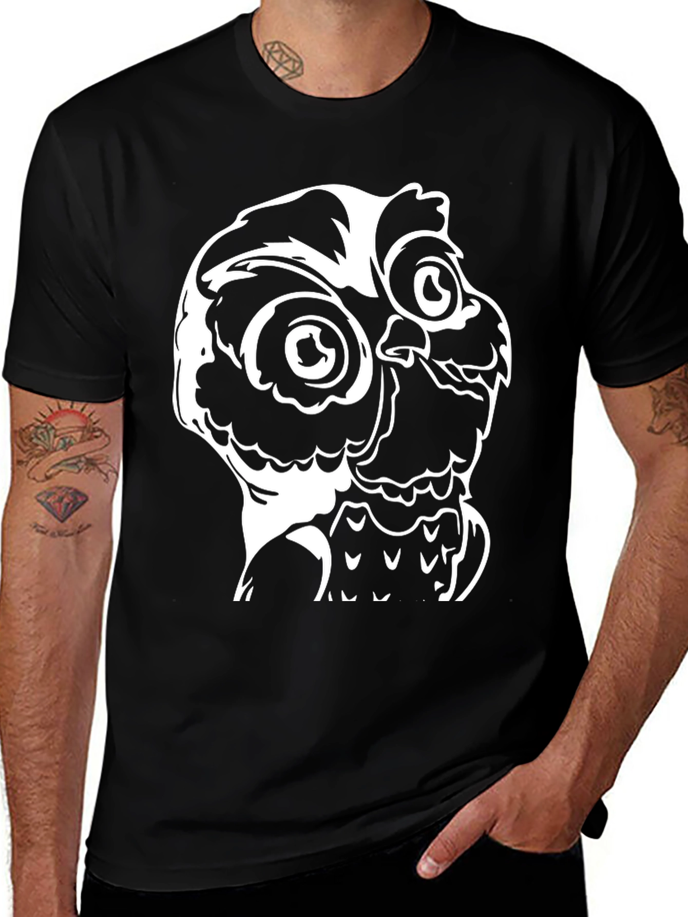 Variant 17 of Owl Graphic Print Black T-Shirt