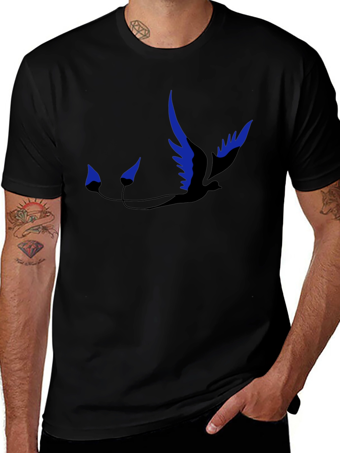 Variant 18 of Stylish Black T-Shirt with Unique Bird Design
