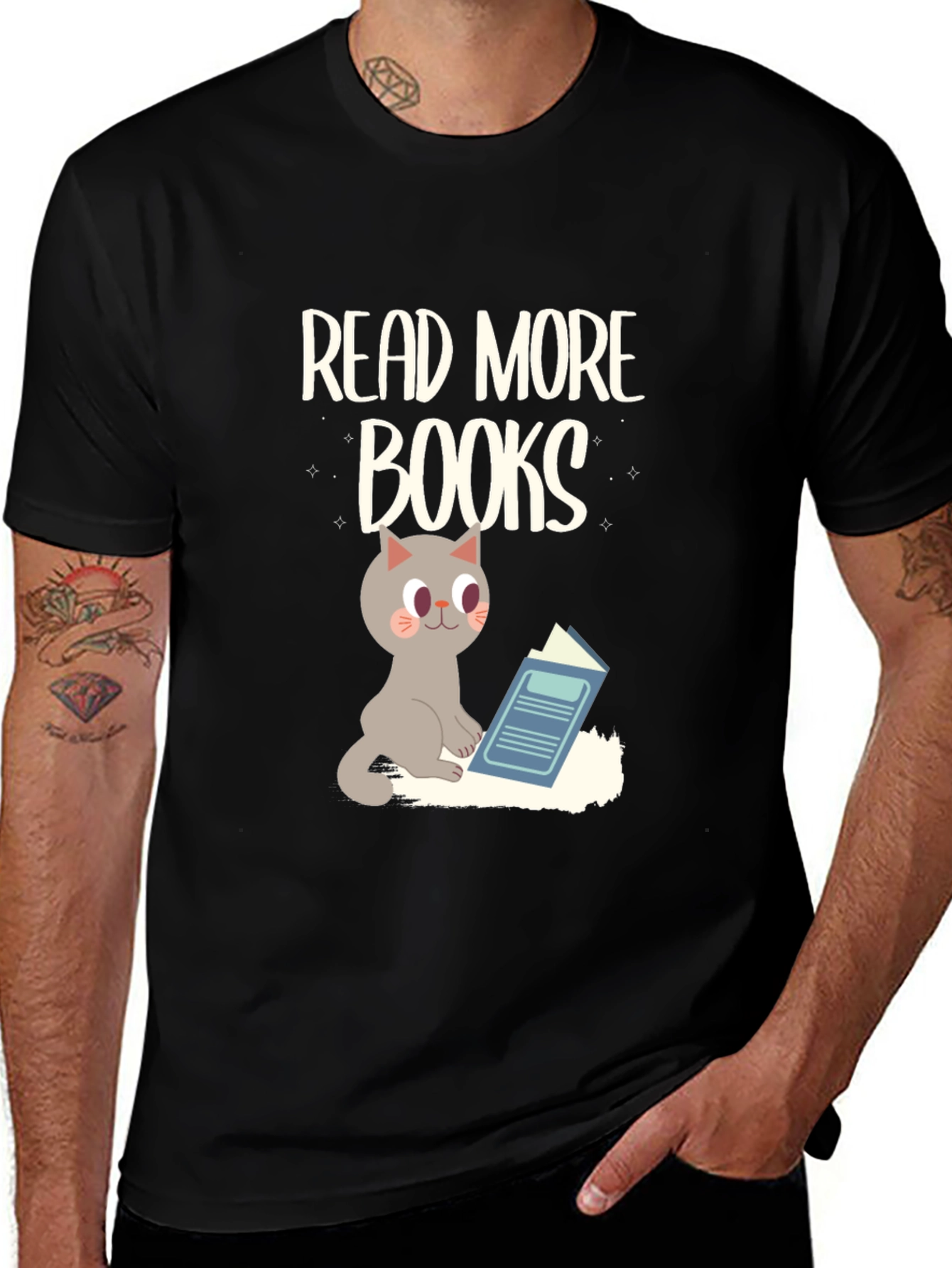 Variant 14 of Read More Books T-Shirt | Cute Cat Lover Tee
