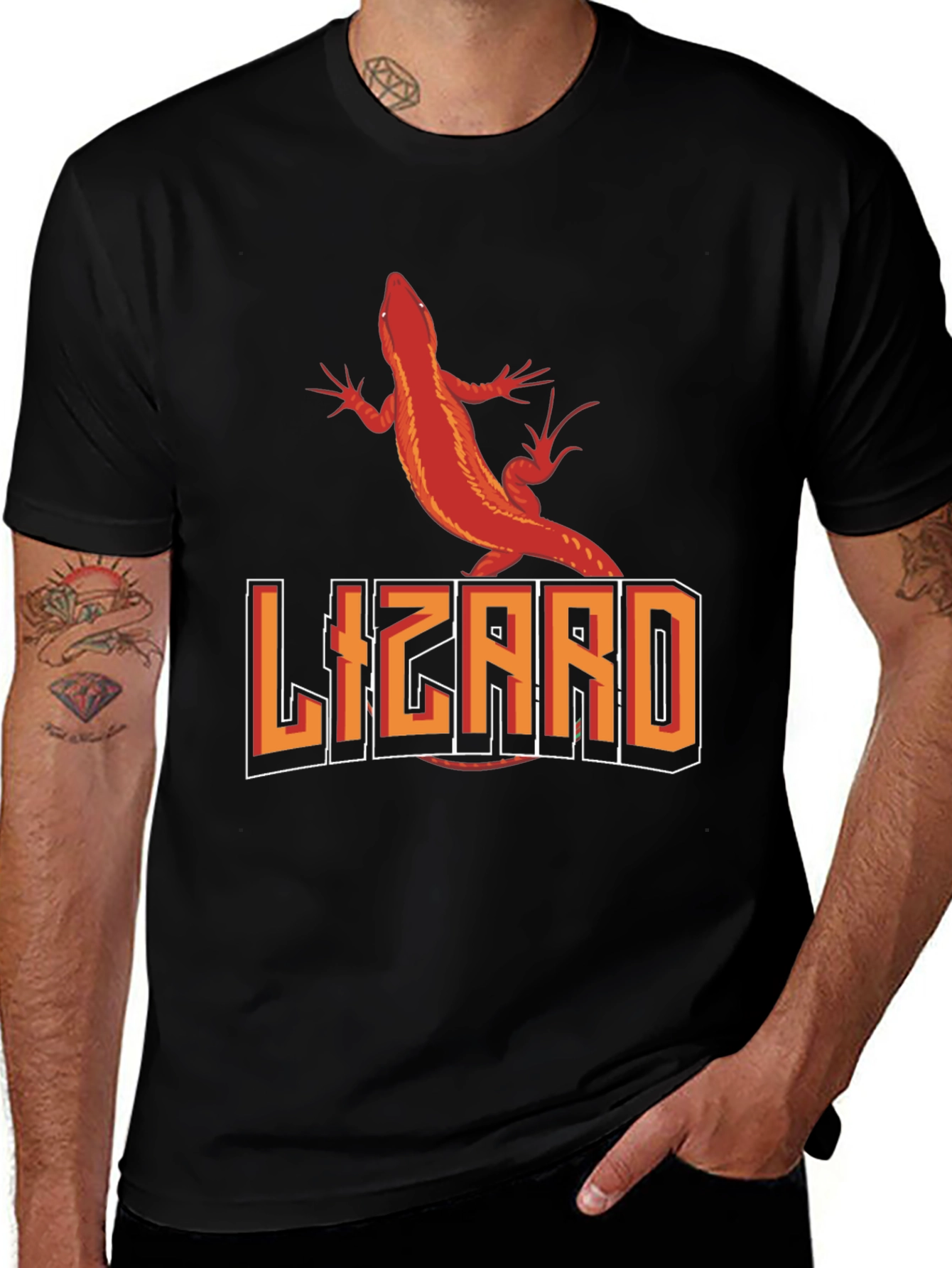 Variant 13 of Lizard Graphic Print Crew Neck T-Shirt