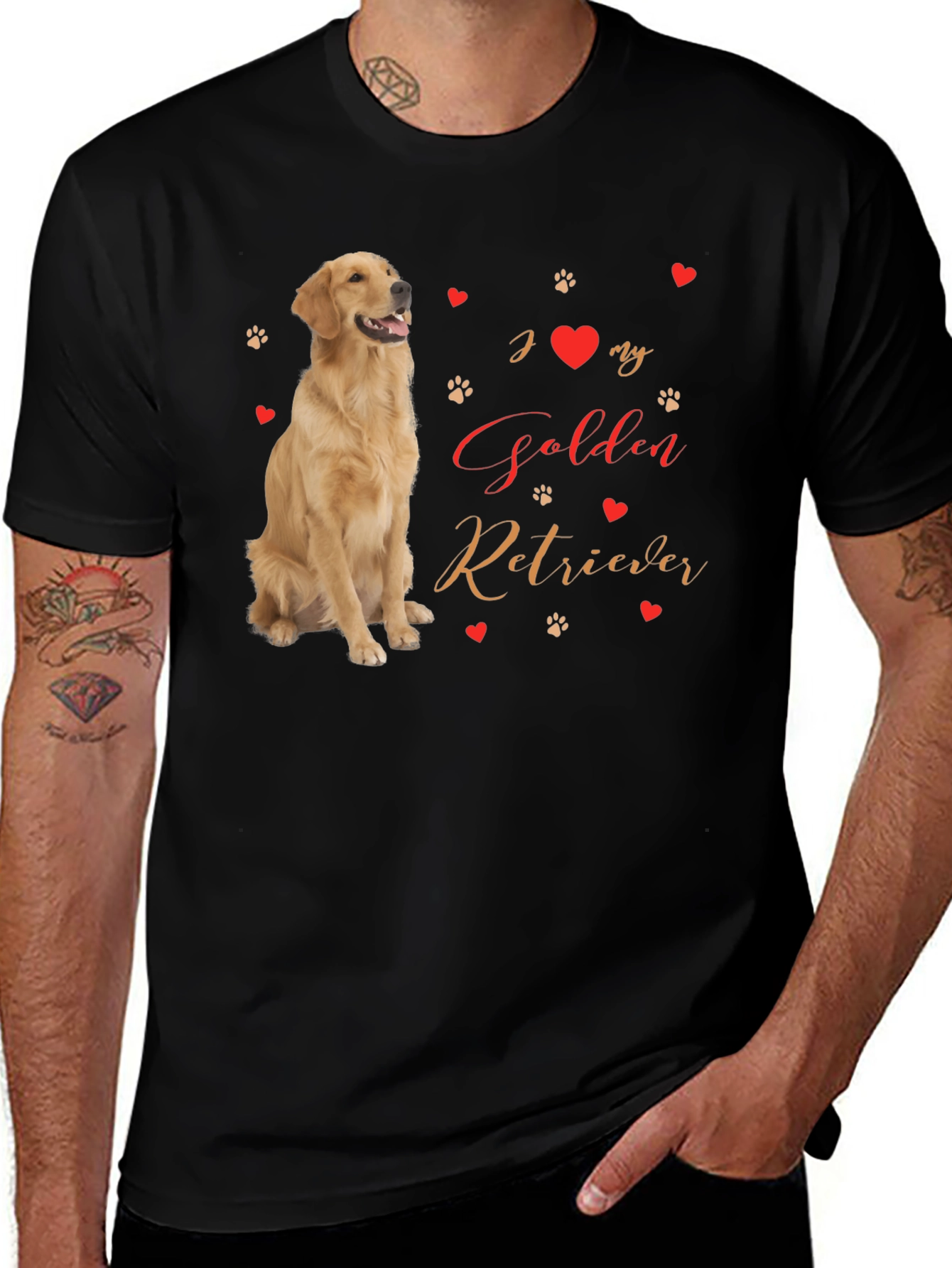 Variant 4 of I Love My Golden Retriever Black T-Shirt