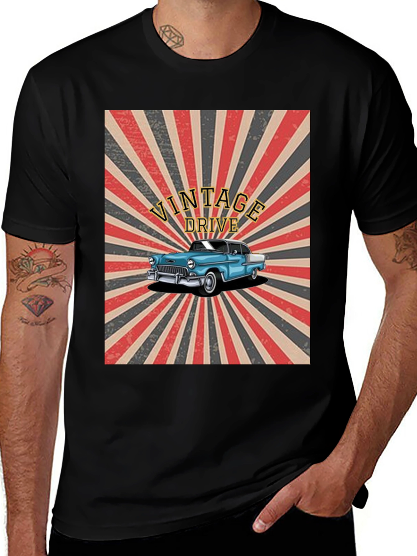 Variant 30 of Vintage Drive Graphic T-Shirt - Classic Car Design