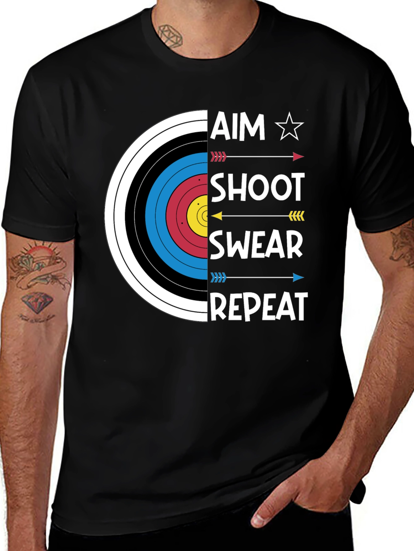 Variant 25 of Archery Aim Shoot Swear Repeat T-Shirt