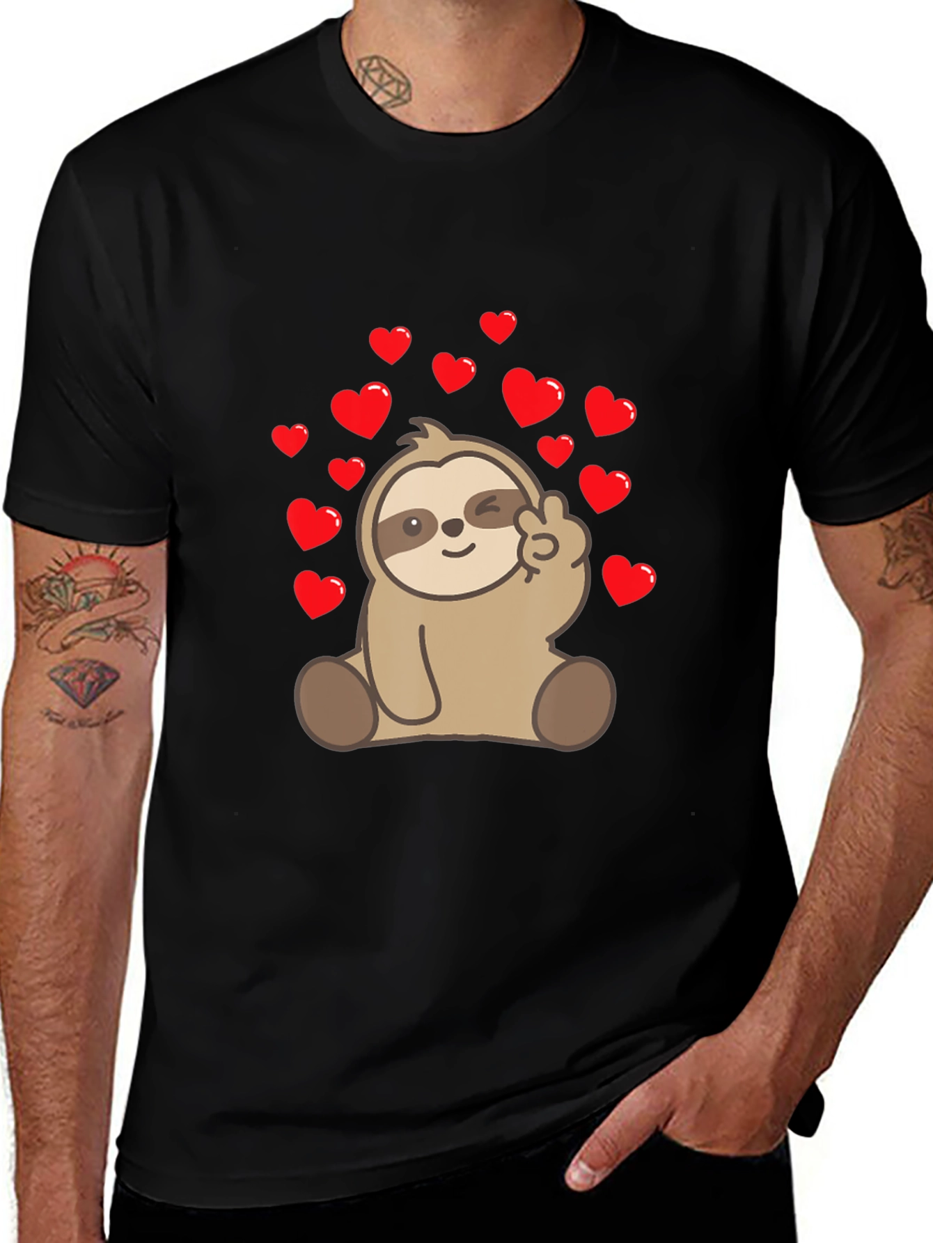 Variant 18 of Sloth Peace Sign Heart T-Shirt