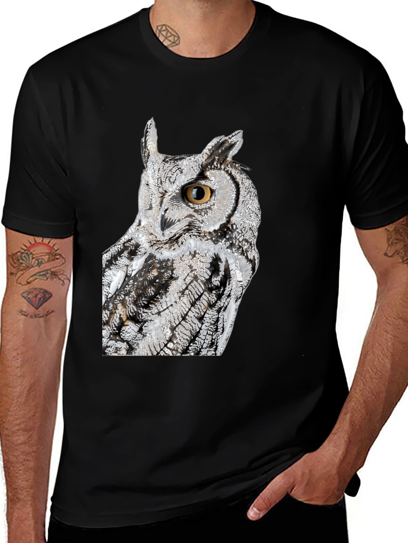 Variant 16 of Owl Graphic Print Black T-Shirt