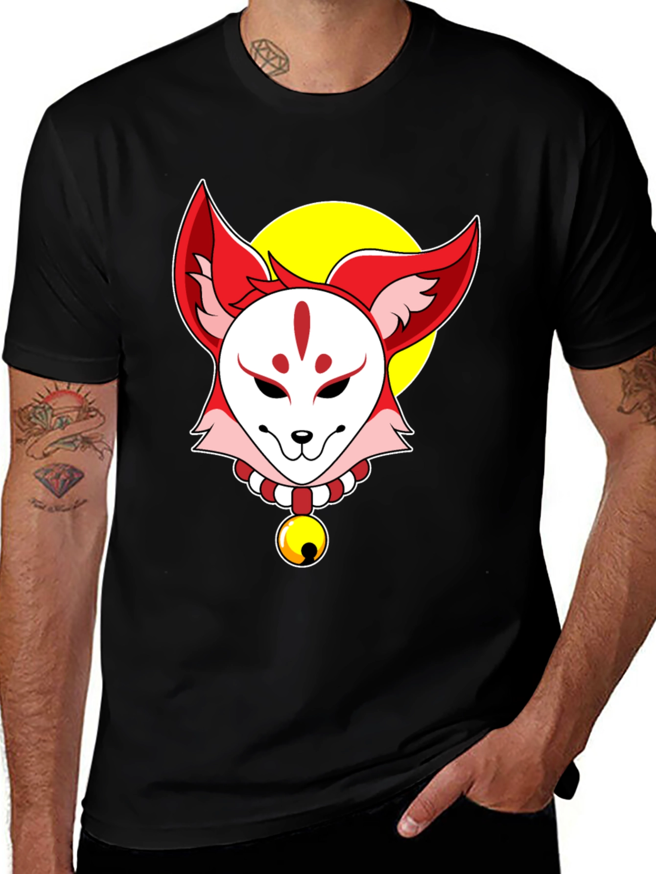 Variant 15 of Fox Mask Graphic Tee - Unique Anime Design